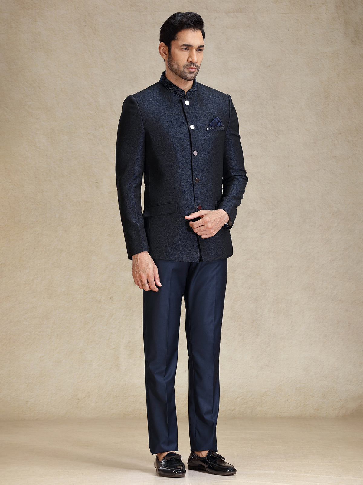 Navy jodhpuri bandh gala jacket suit