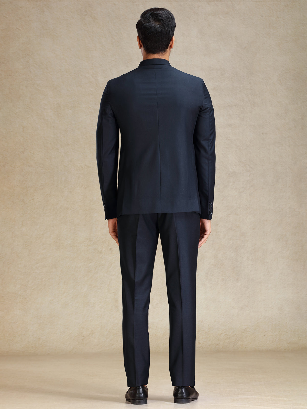 Navy jodhpuri suit in soft terry rayon