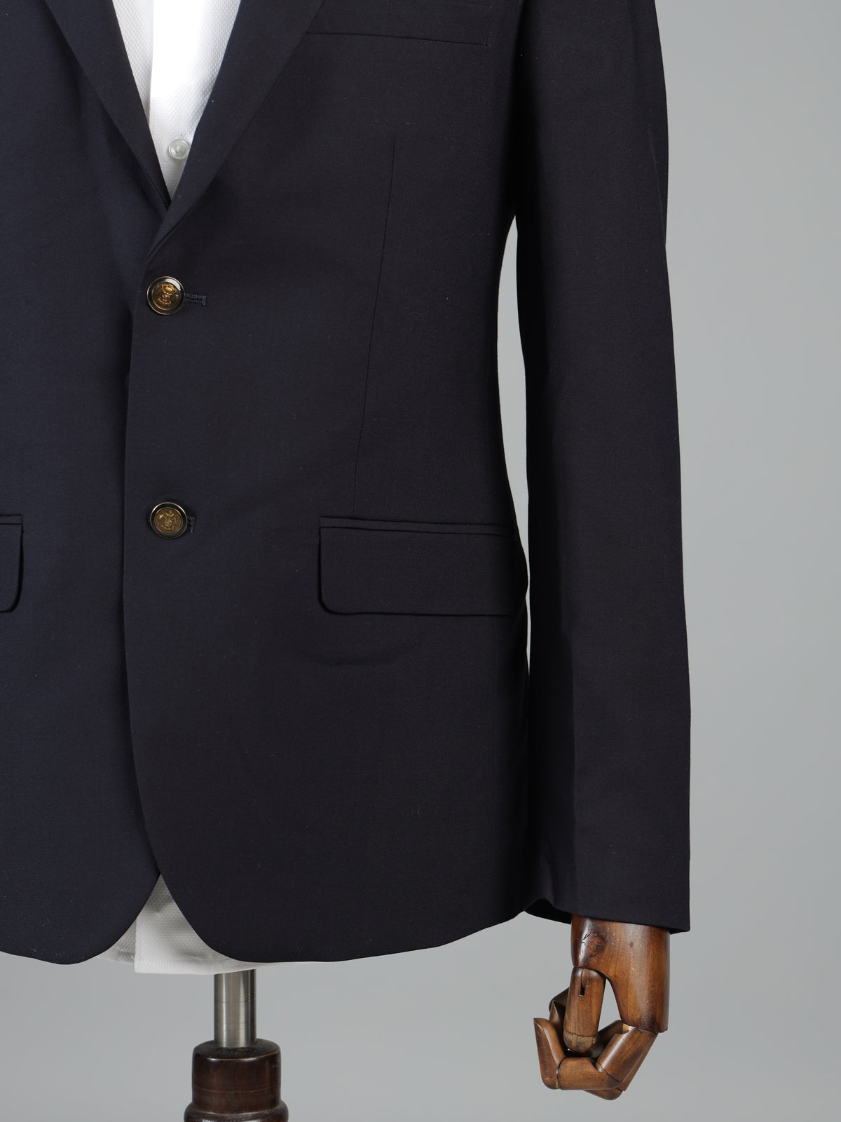 Navy terry rayon solid two button blazer for mens