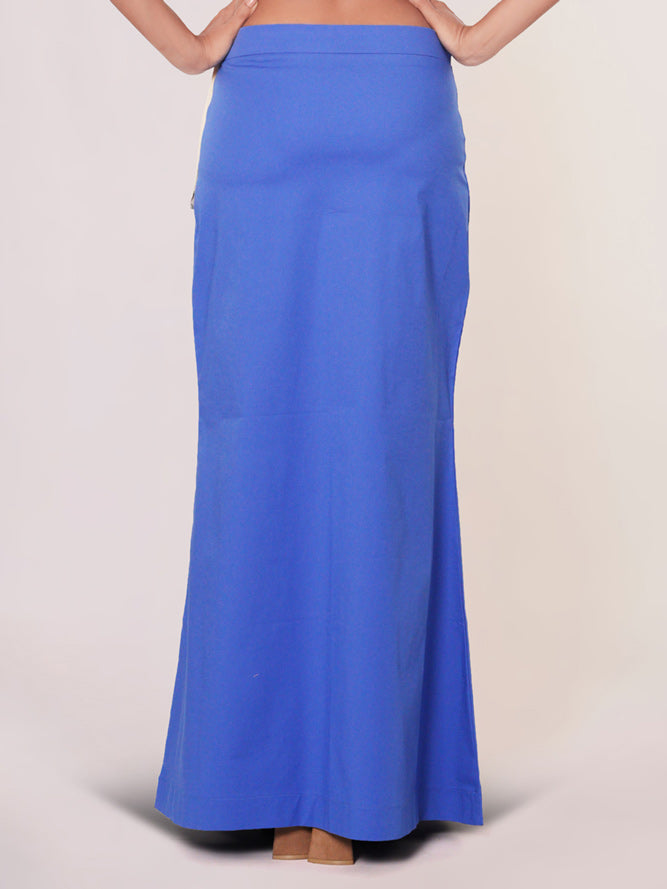 Neon blue lycra cotton saree shapewear