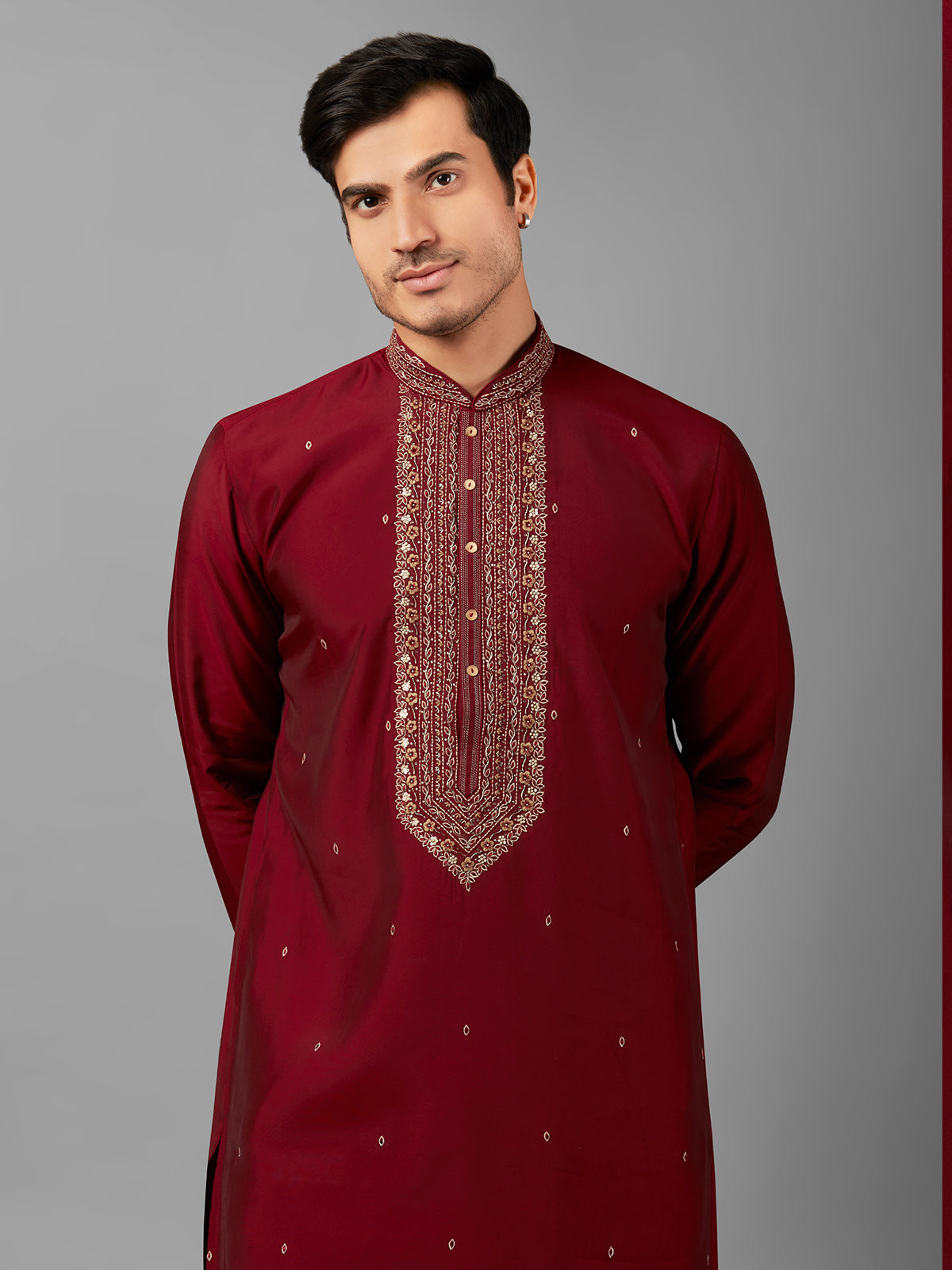 Newest maroon silk kurta suit