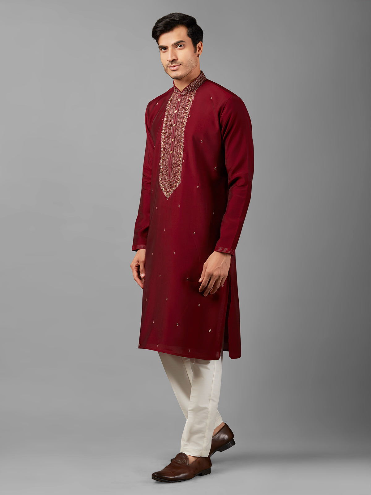 Newest maroon silk kurta suit