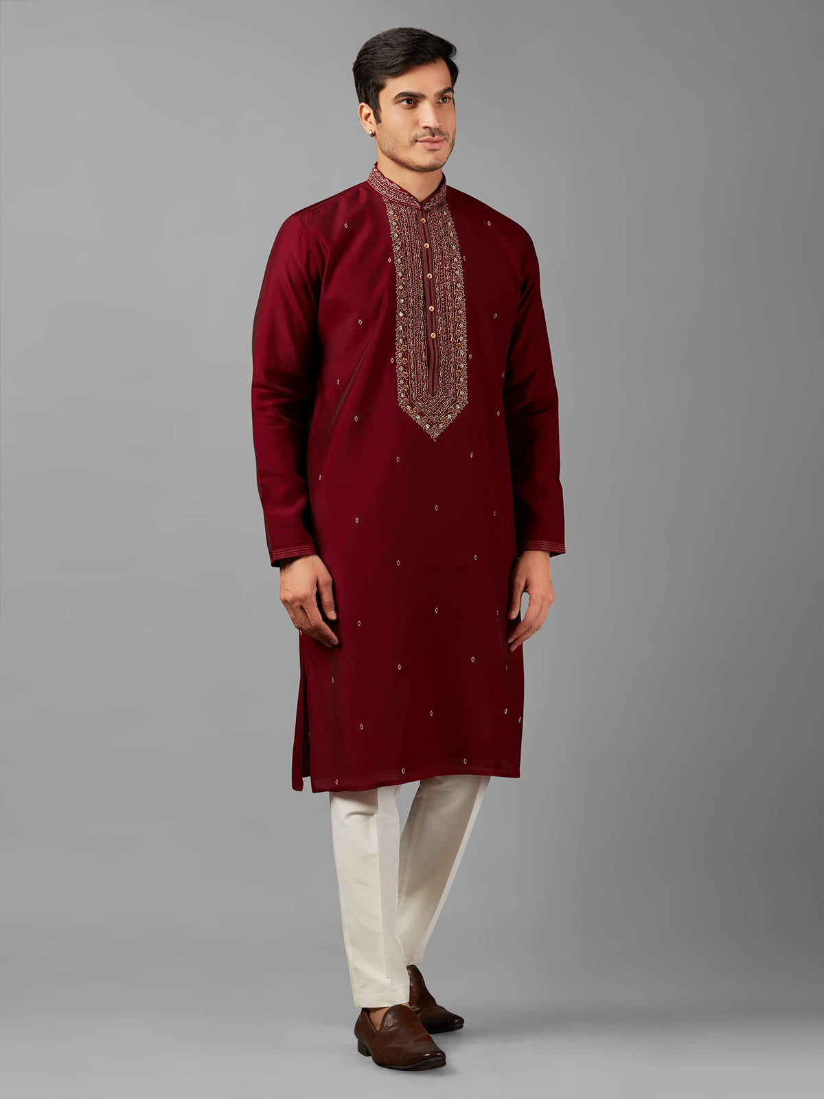Newest maroon silk kurta suit