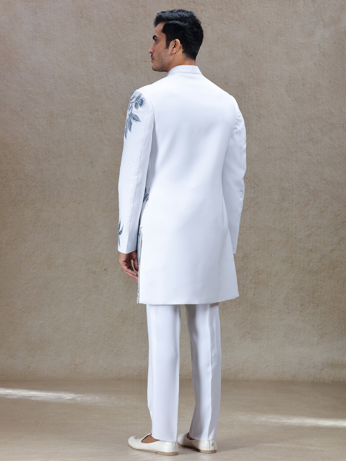 Off-white indo-western with embroidery work