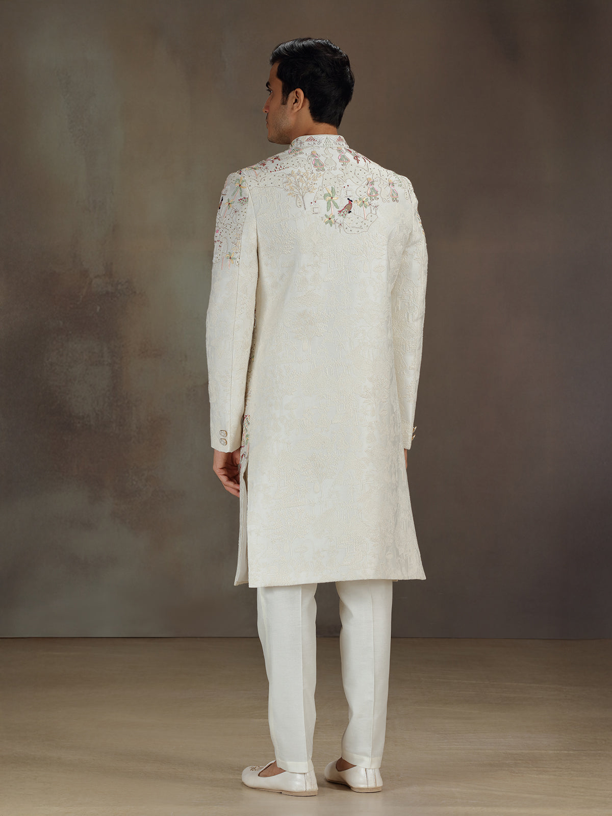 Off white peacock motif indo western