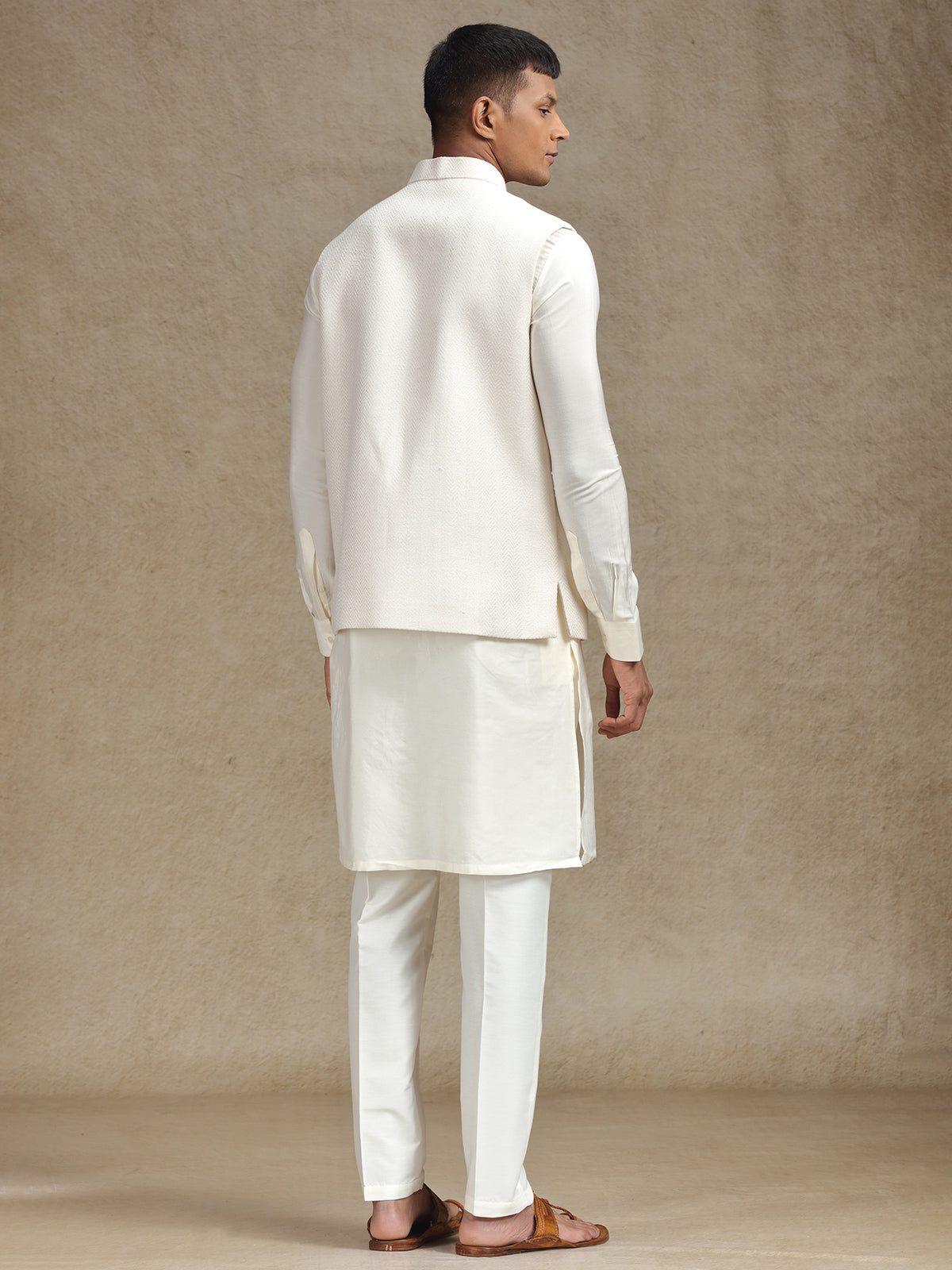Off white waistcoat set with intricate work