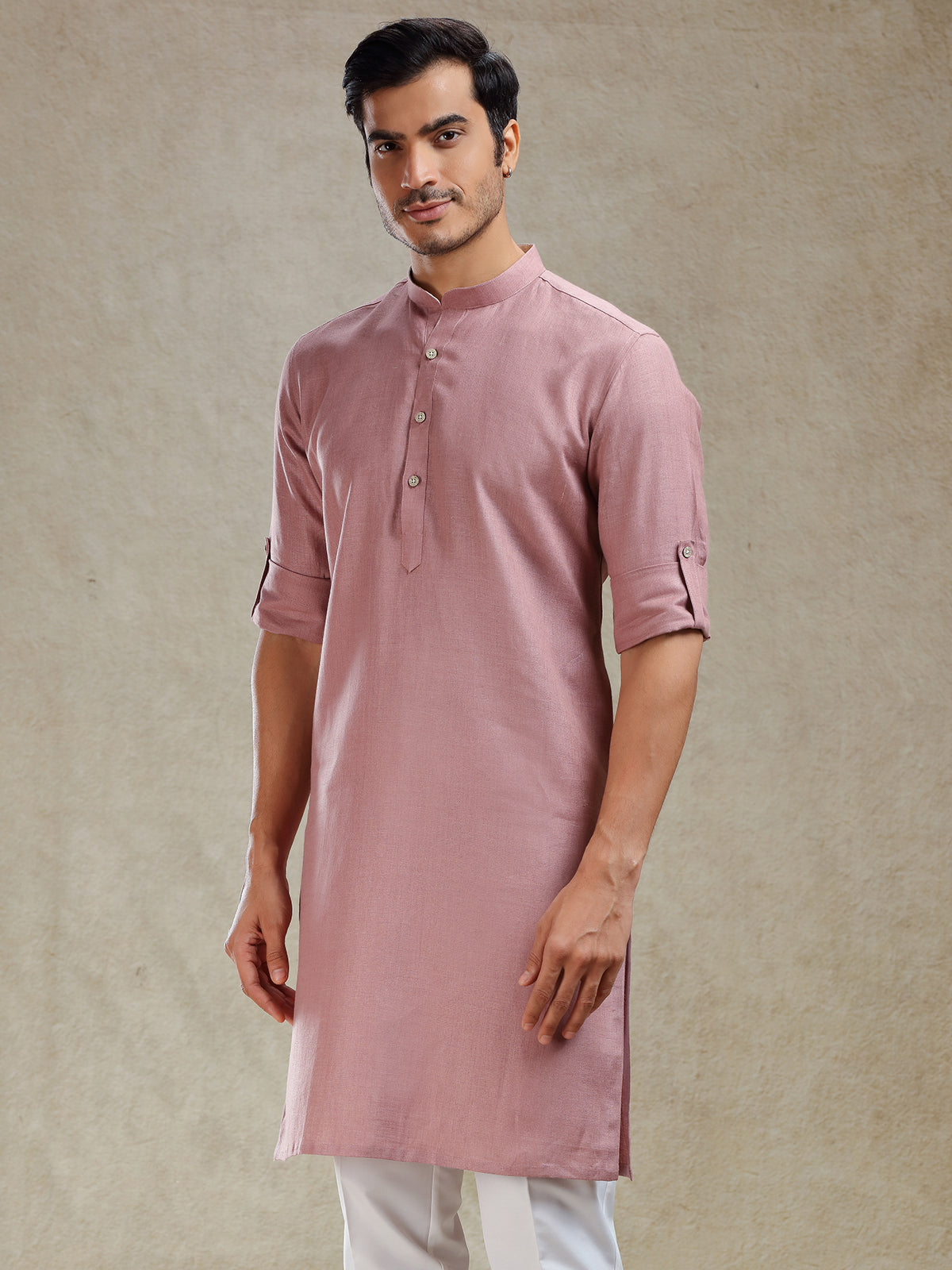 Onion pink linen kurta only for men