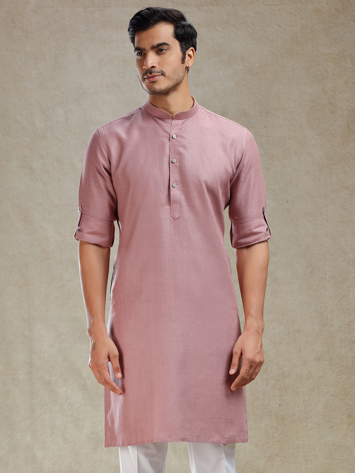 Onion pink linen kurta only for men