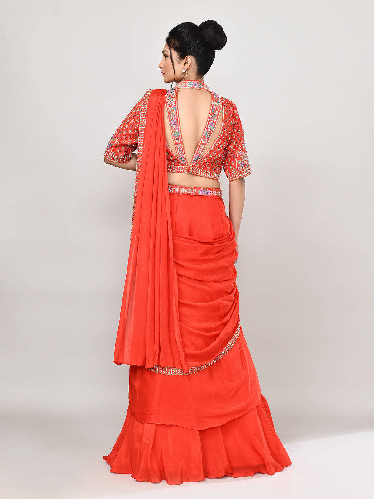 Orange chiffon heavy work designer lehenga choli