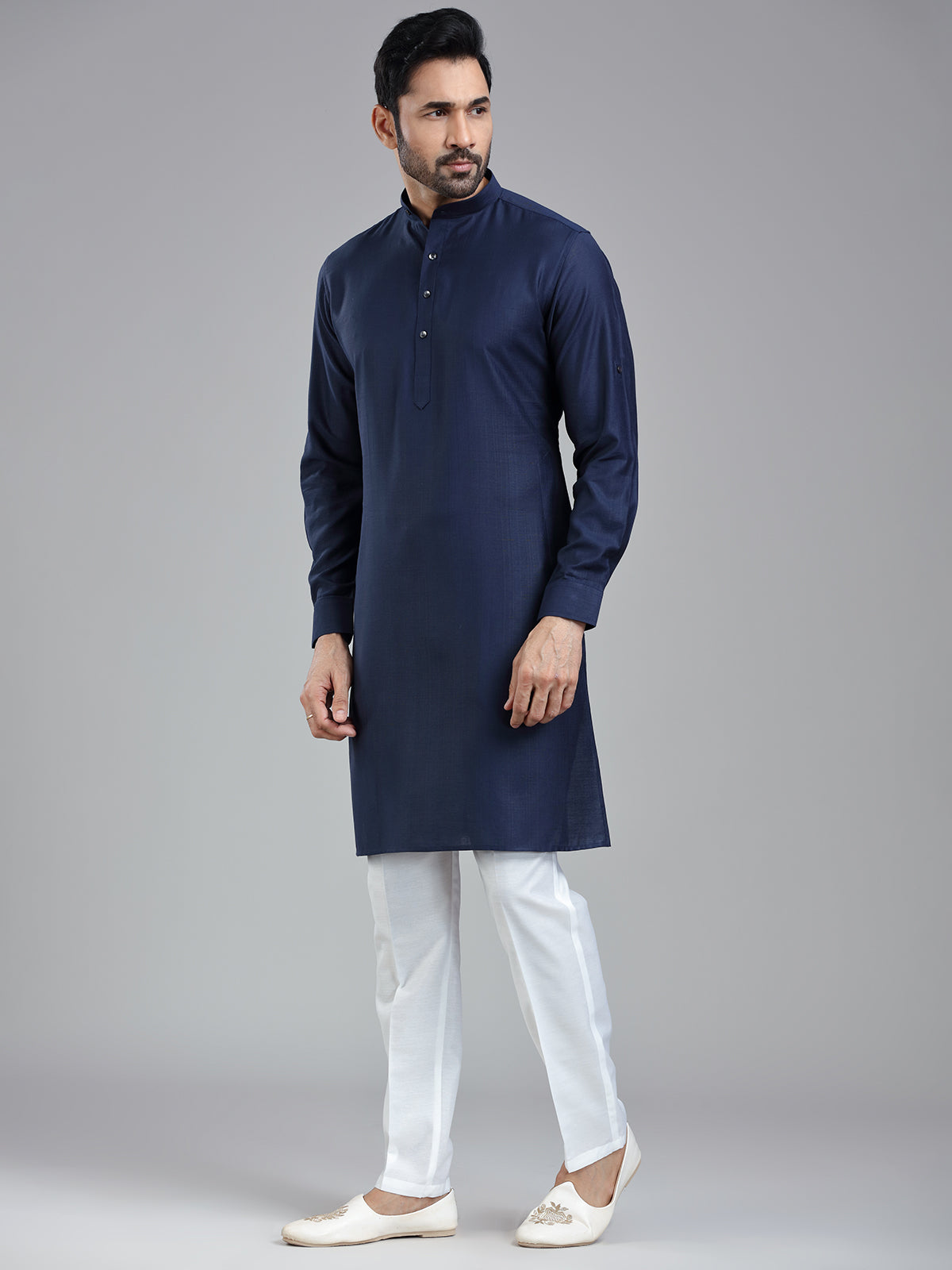 Oxford navy festival kurta suit for men