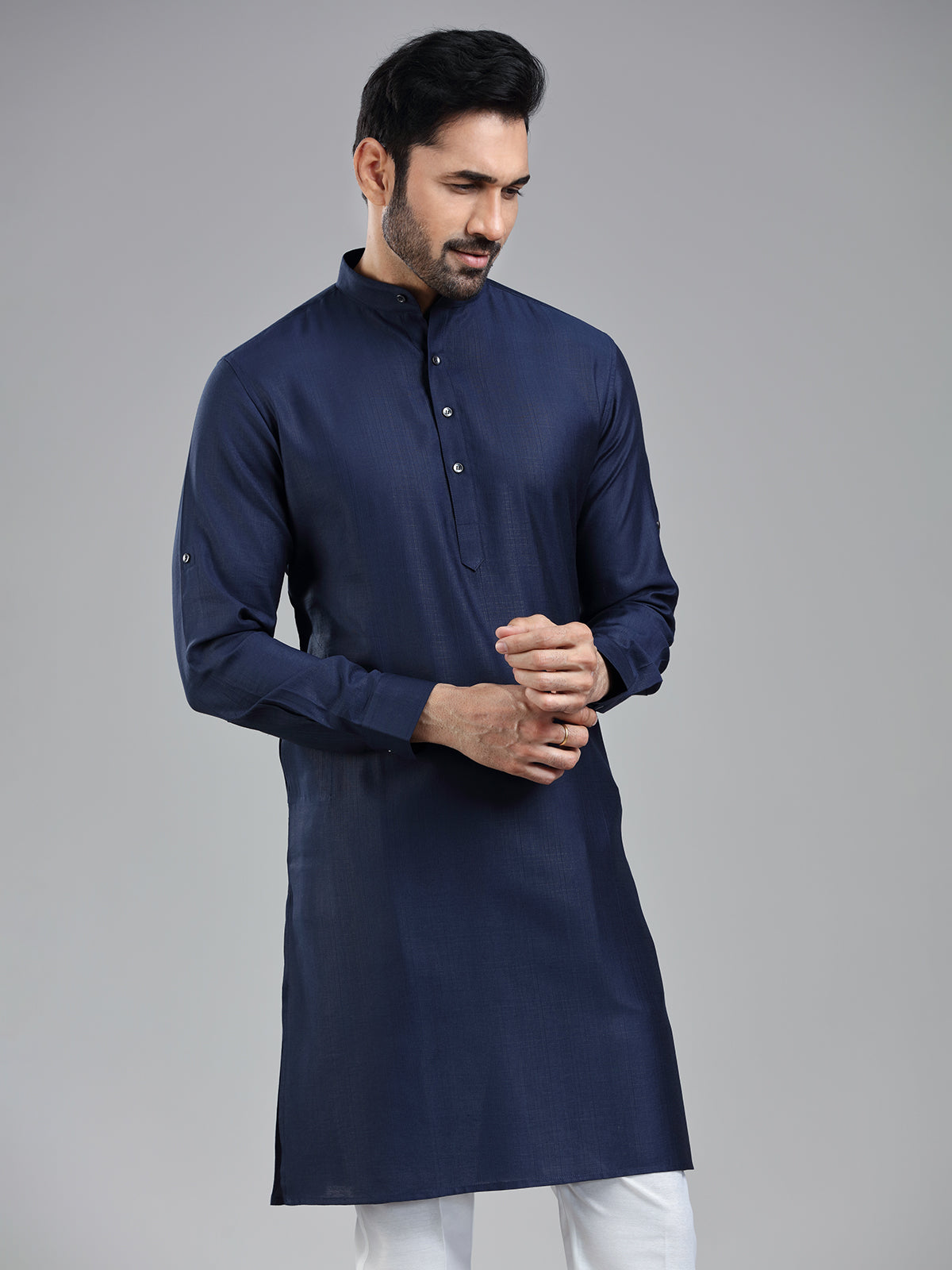 Oxford navy festival kurta suit for men