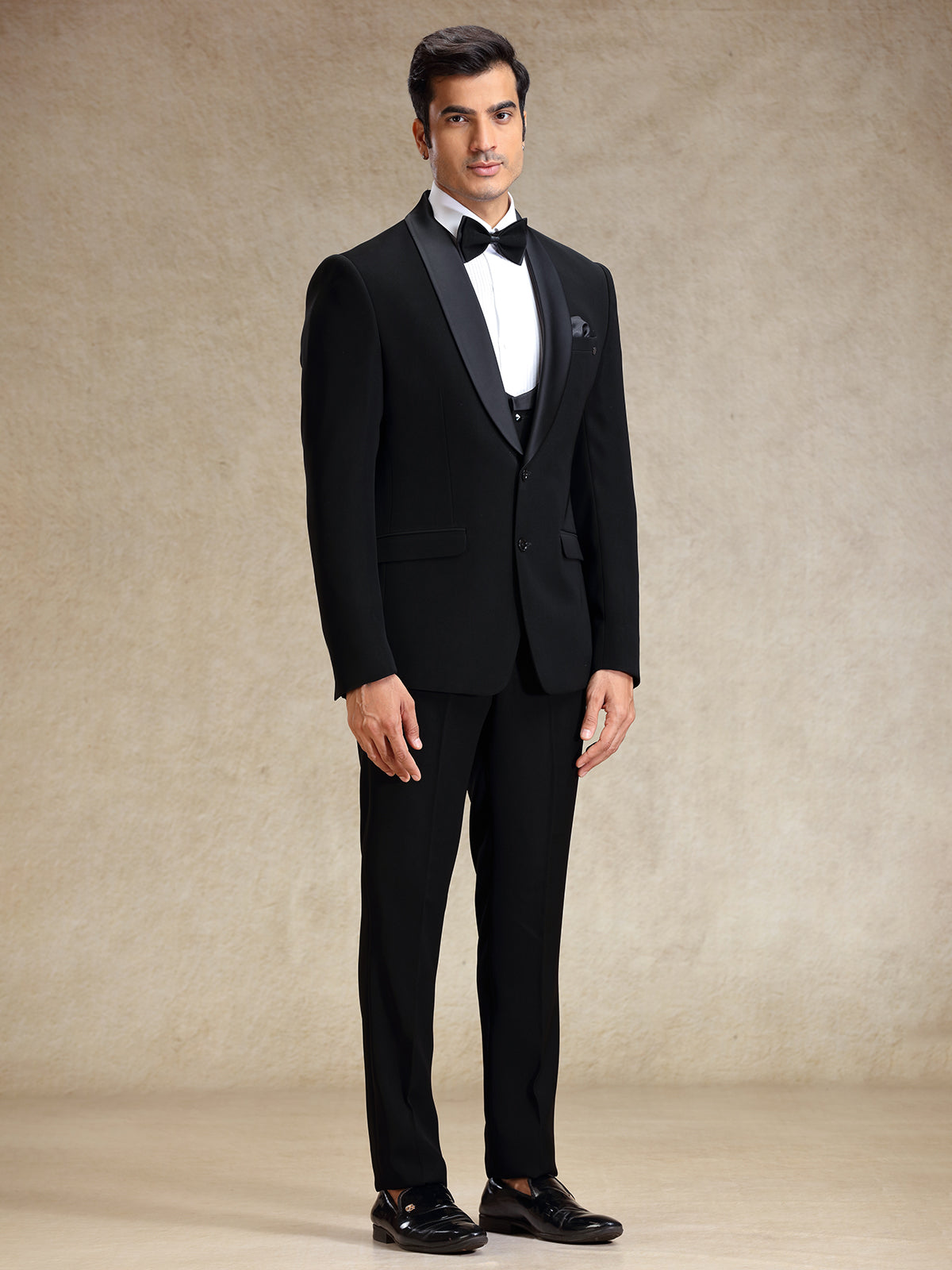 Party wear navy 5 pcs polyster tuxedo suit