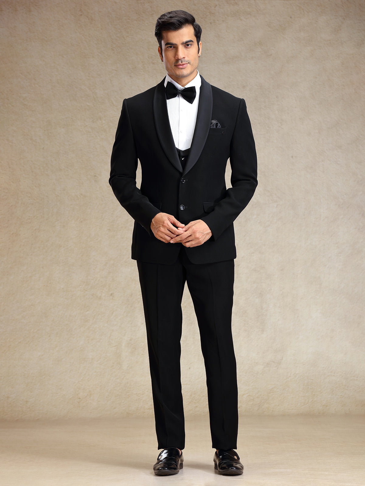 Party wear navy 5 pcs polyster tuxedo suit
