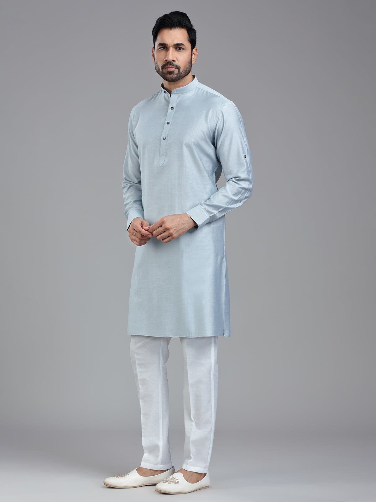 Pastle blue sober festive wear kurta pajama for men