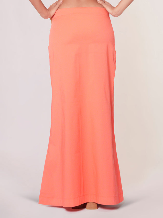 Peach plain lycra cotton petticoat