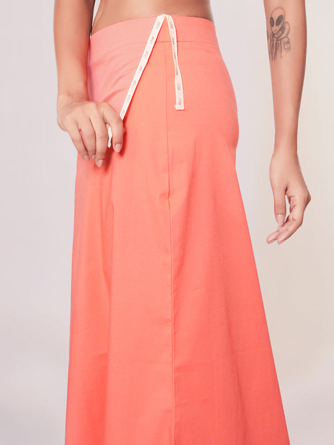 Peach plain lycra cotton petticoat