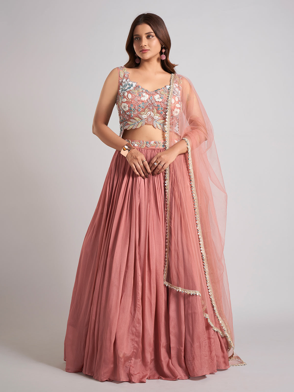 Peach silk lehenga choli for grand wedding occasions