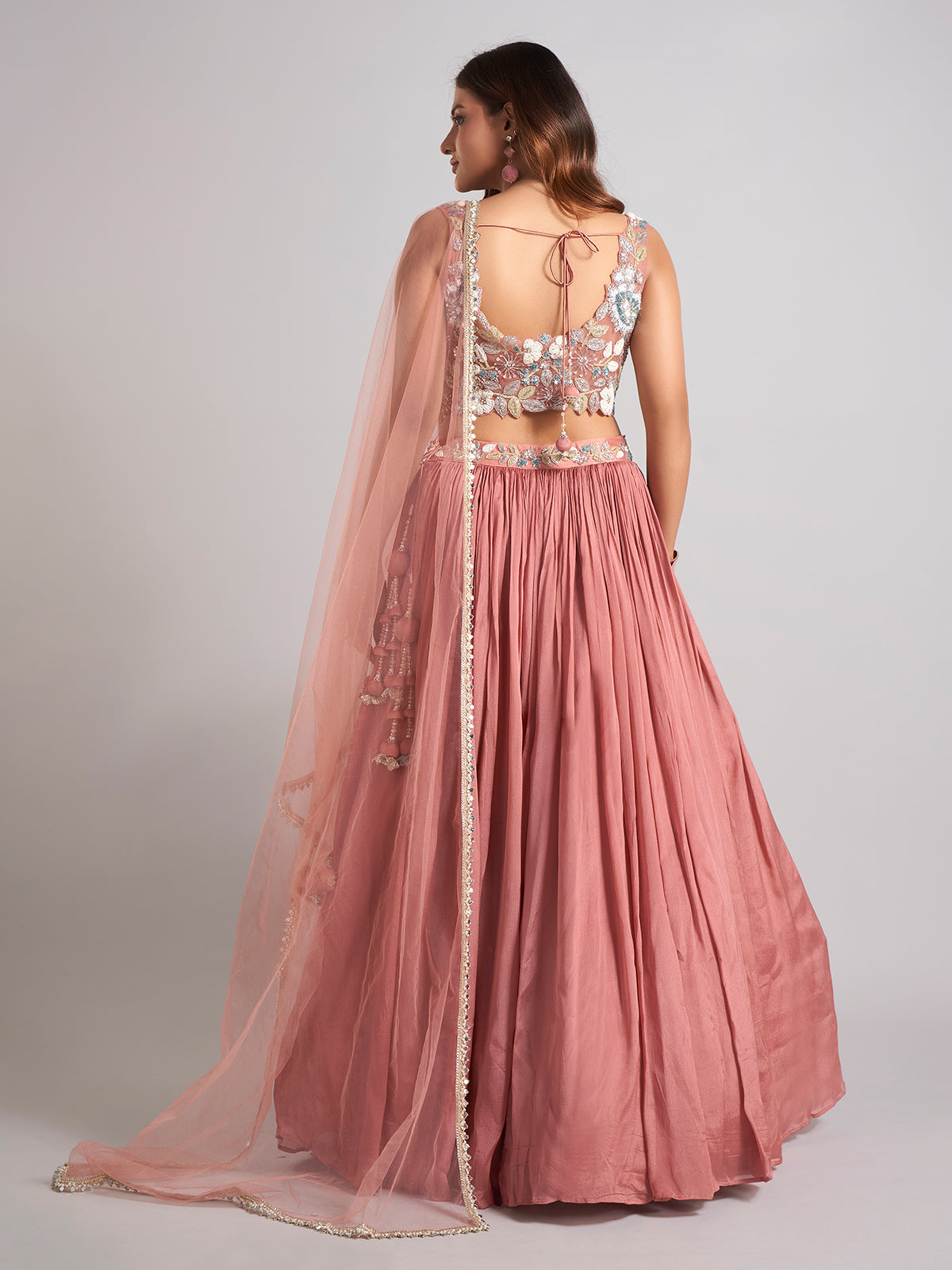 Peach silk lehenga choli for grand wedding occasions