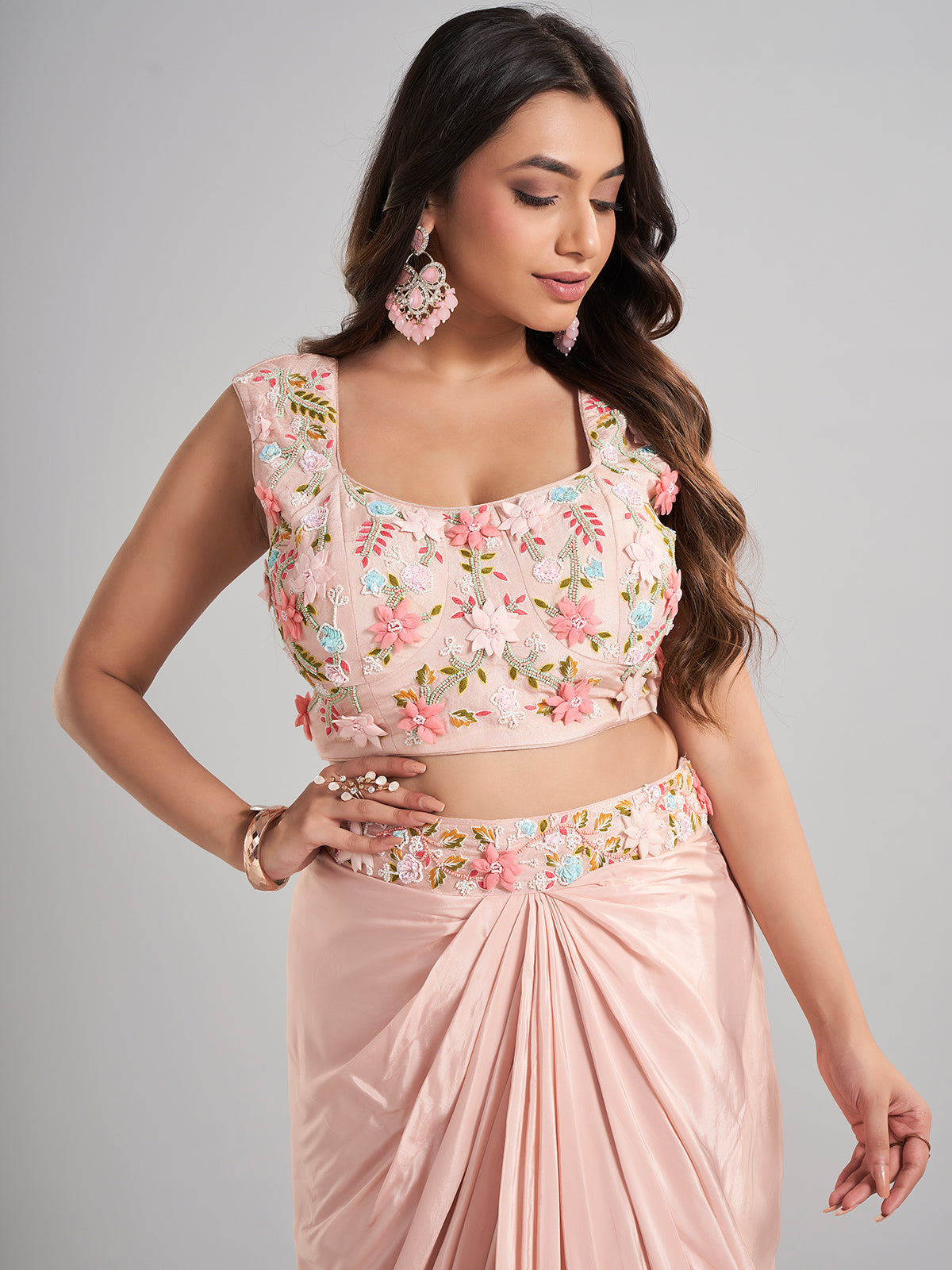 Pink satin silk indo western suit with jacket
