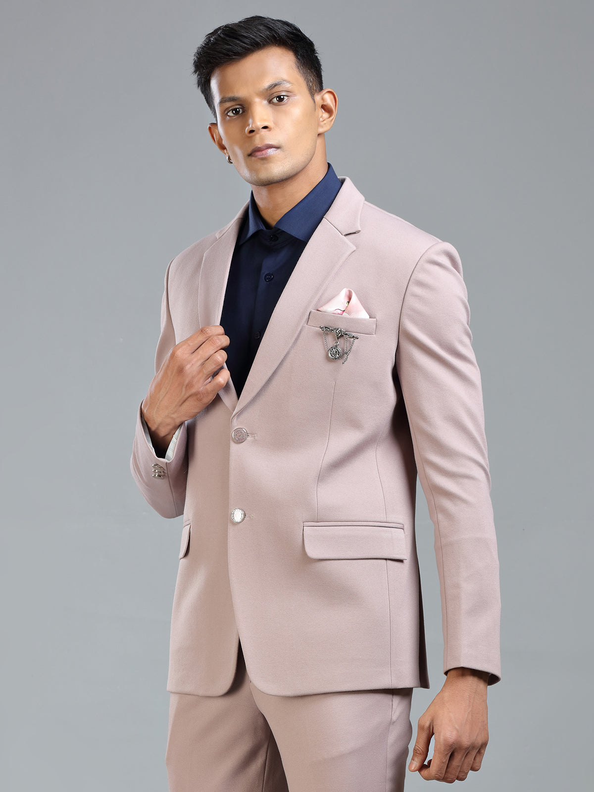 Premium peach blazer in soft terry rayon fabric