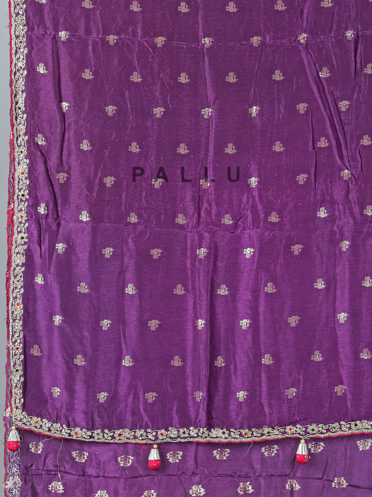Purple dola silk saree with bold pink blouse