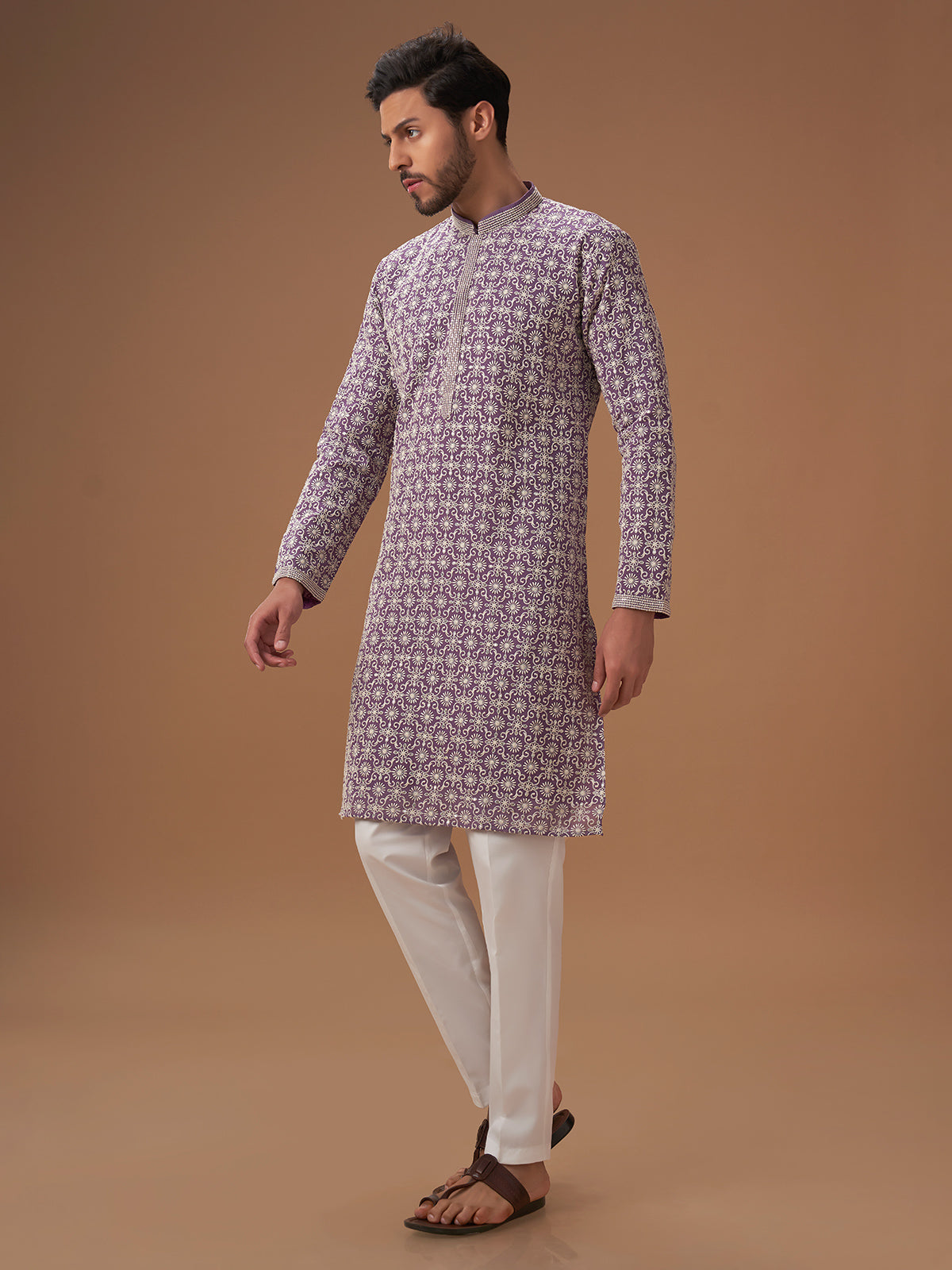 Purple georgette festive kurta suit