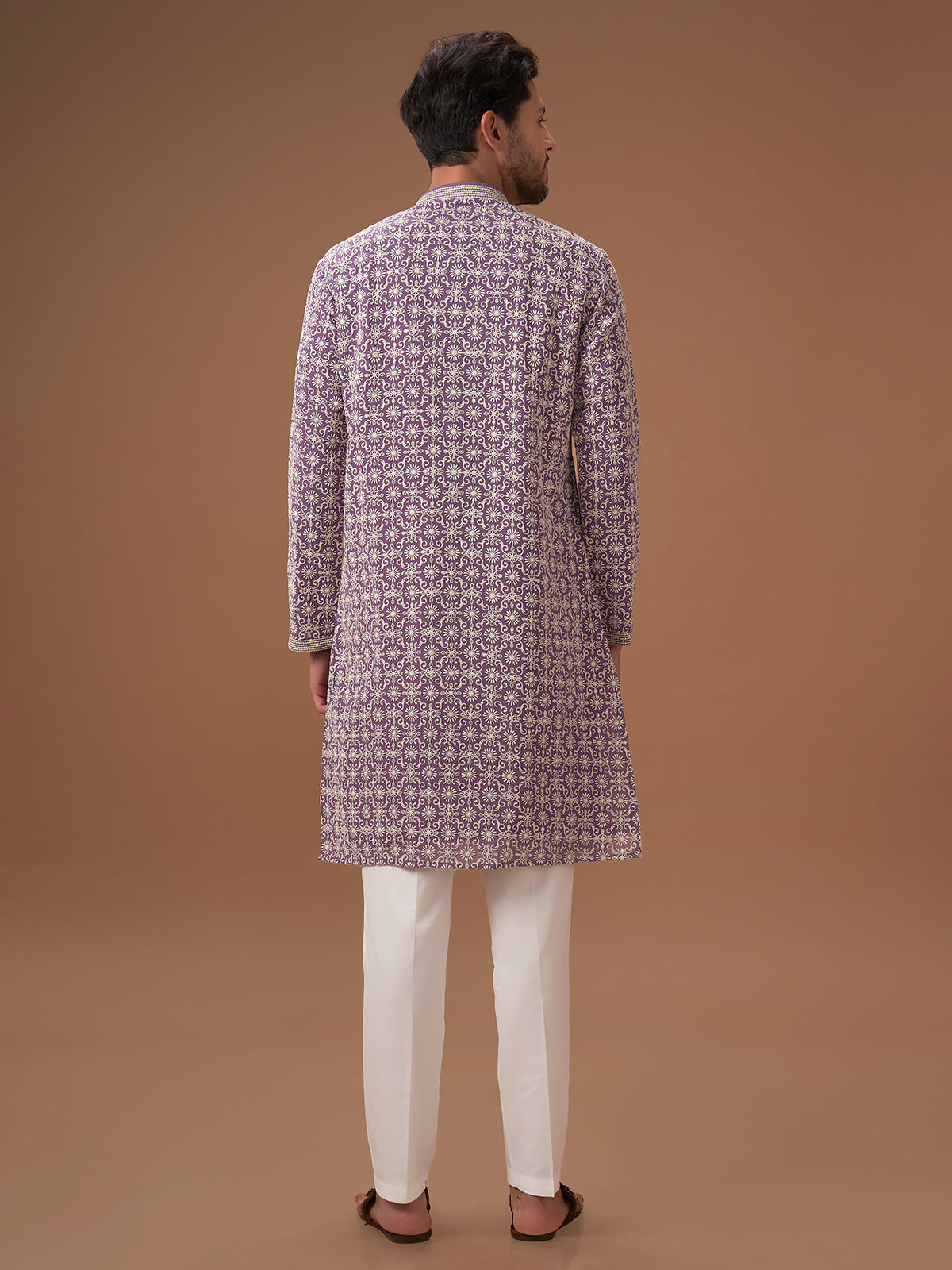 Purple georgette festive kurta suit