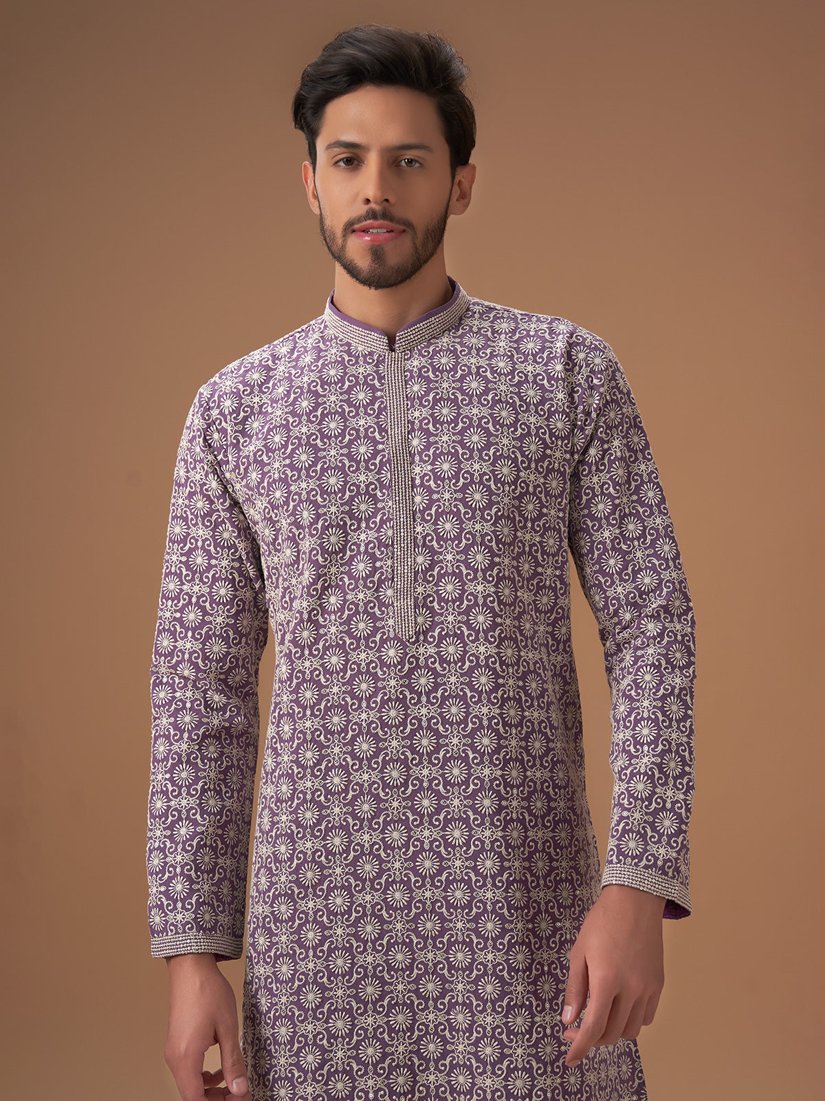Purple georgette festive kurta suit