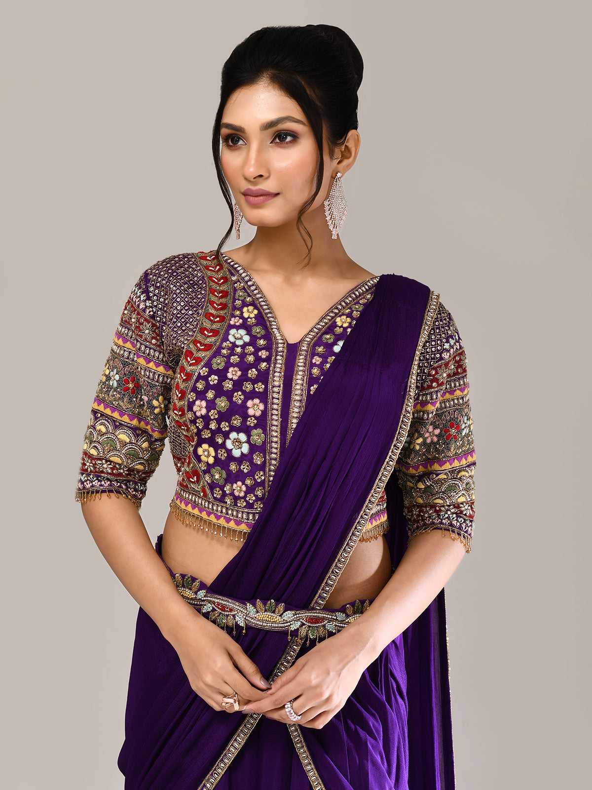 Purple silk elegant designer wedding wear lehenga choli