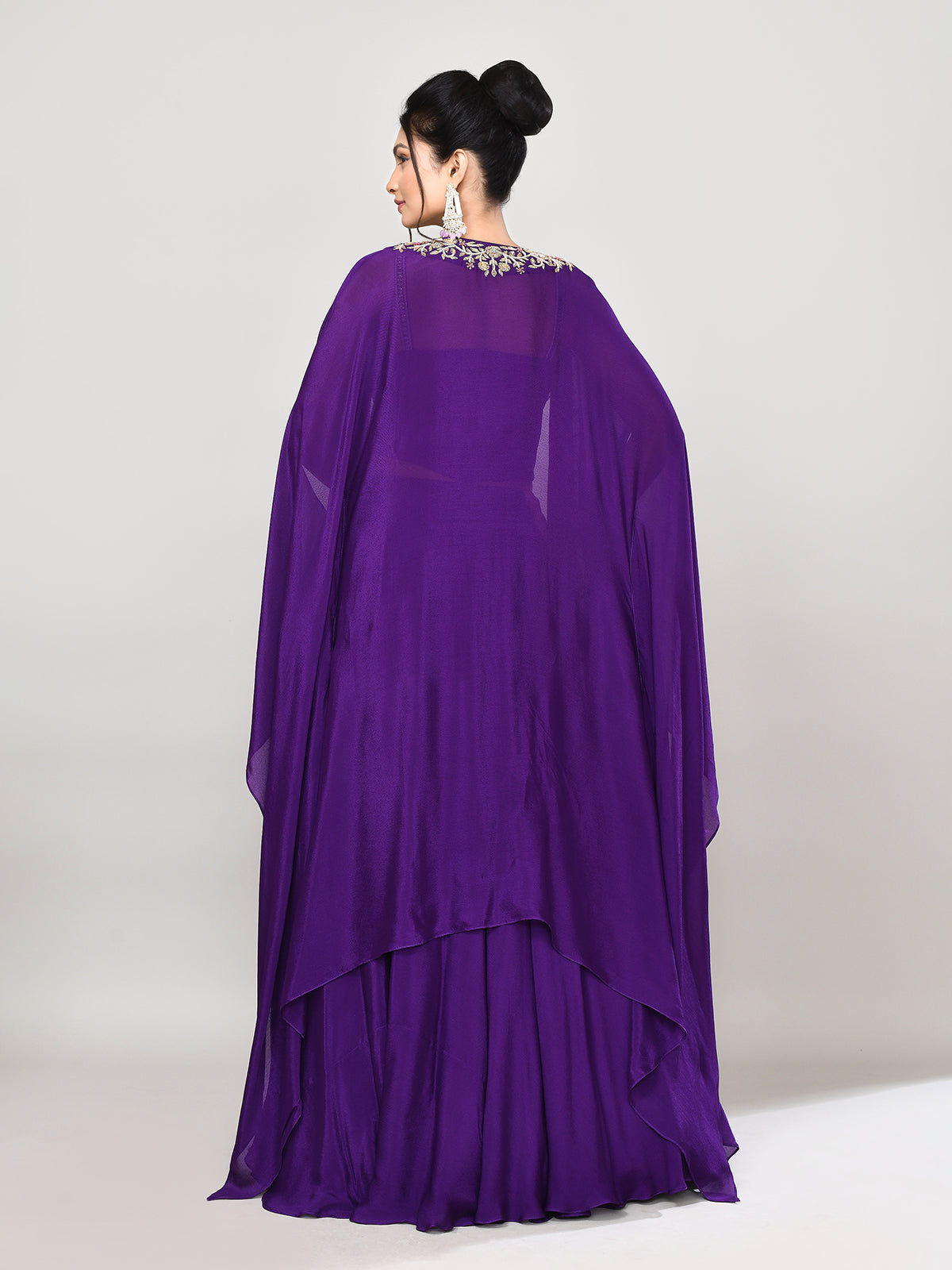 Purple silk shrug style wedding wear lehenga choli