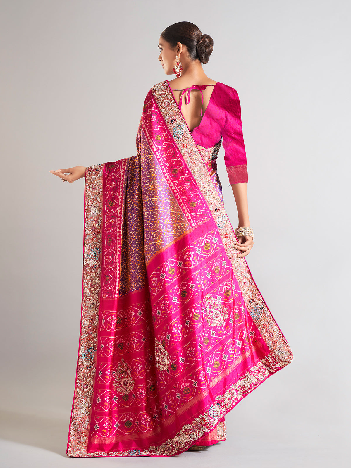 Rani color patola silk saree