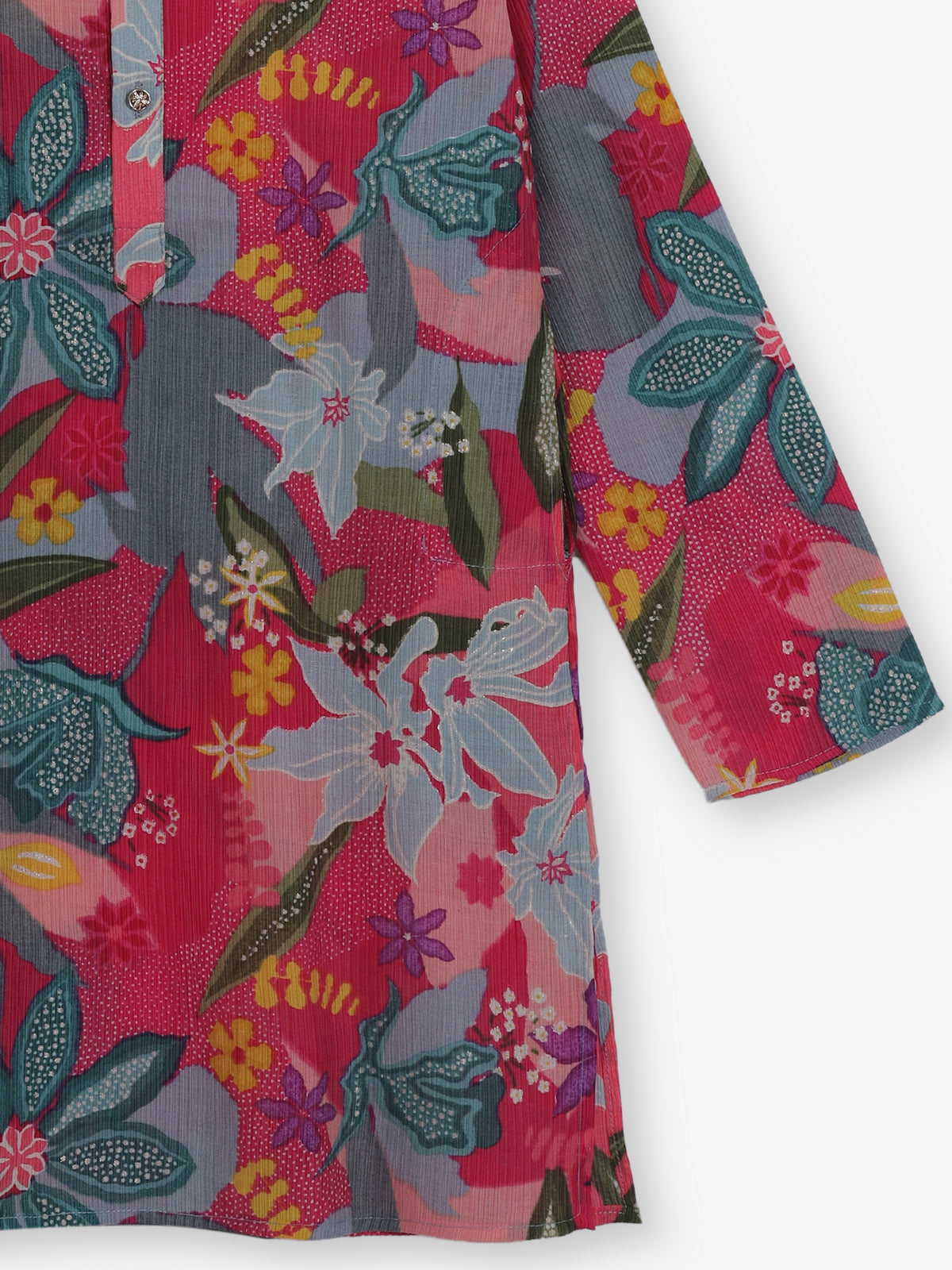 Rani pink festive bloom cotton silk kurta suit