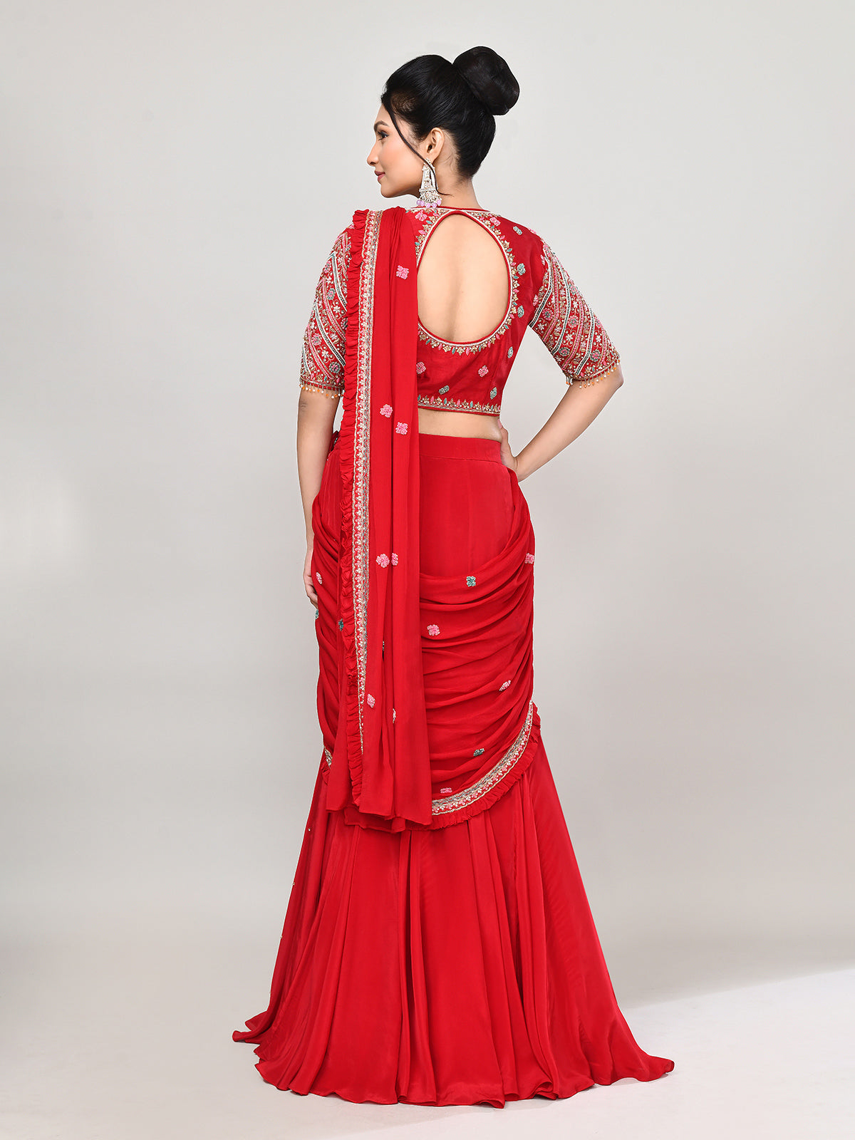 Red silk sweetheart designer lehenga choli