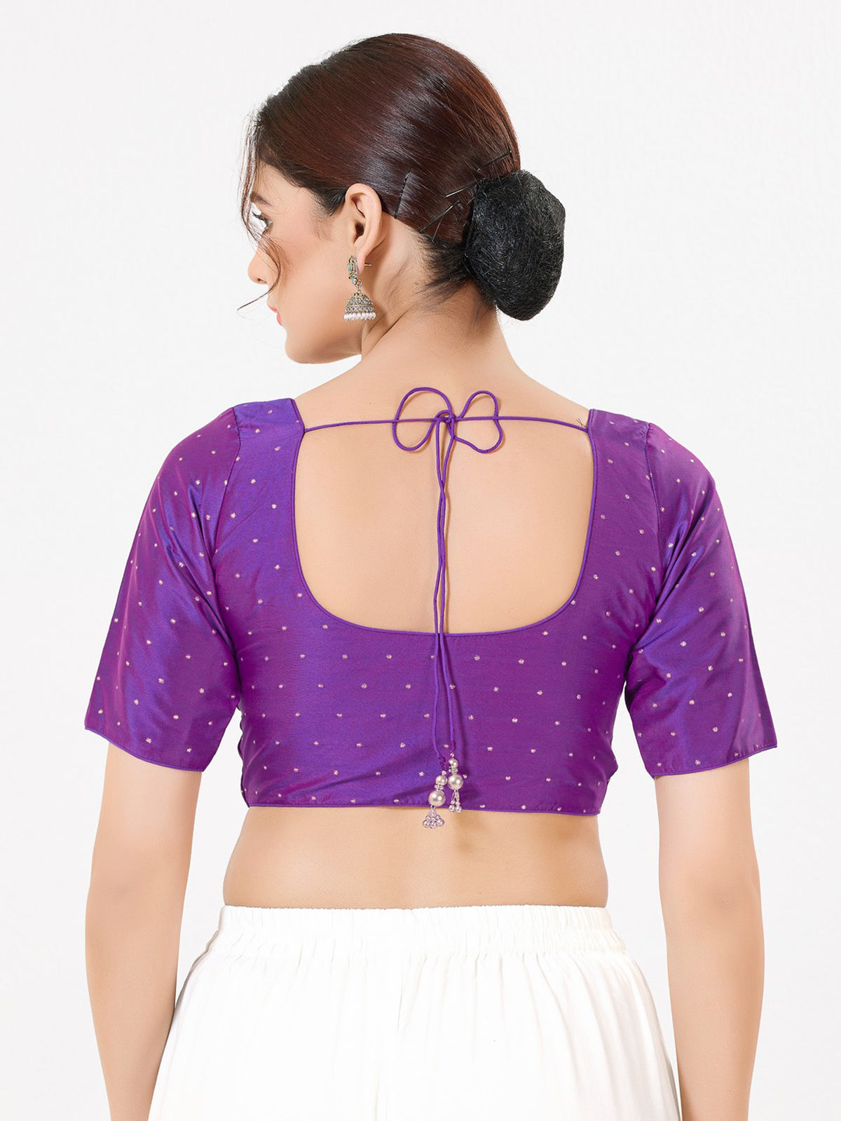 Regal purple tafeta silk zari work blouse