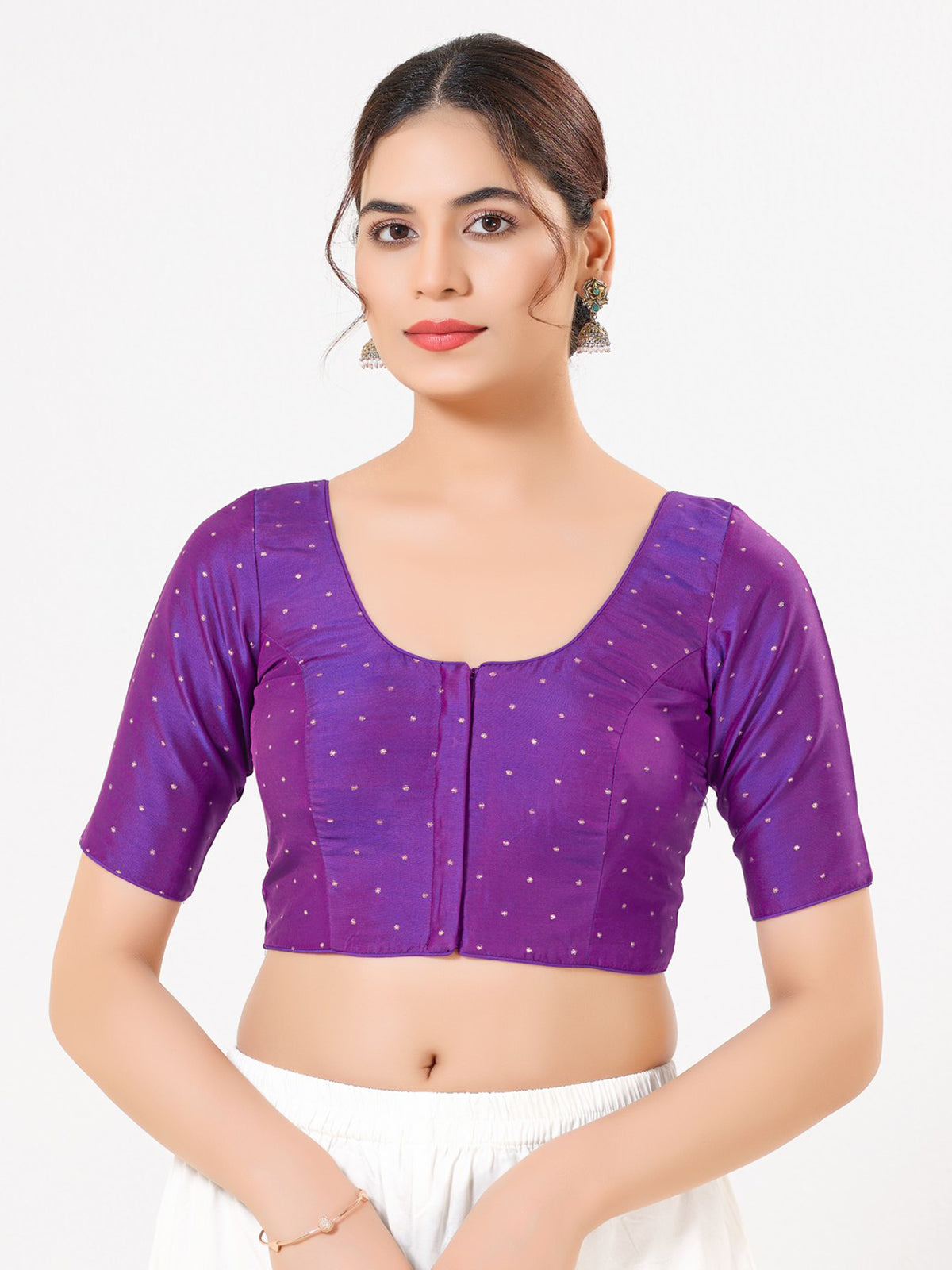 Regal purple tafeta silk zari work blouse
