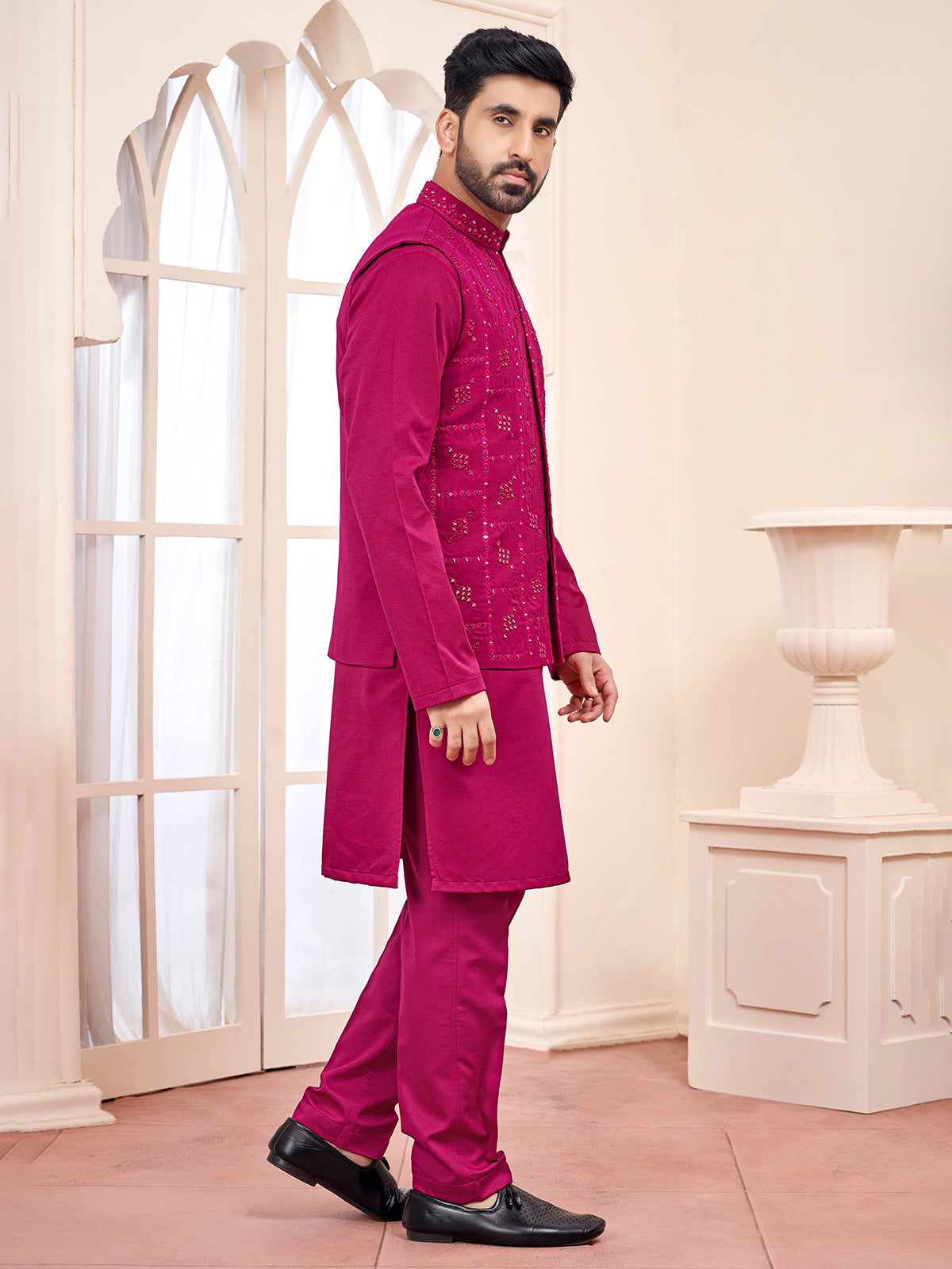 Royal rani colour waistcoat set for weddings and festivals
