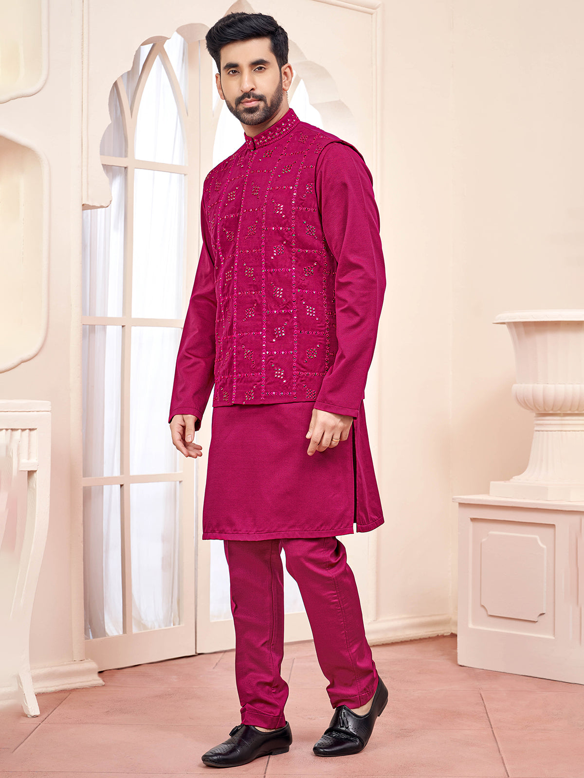Royal rani colour waistcoat set for weddings and festivals