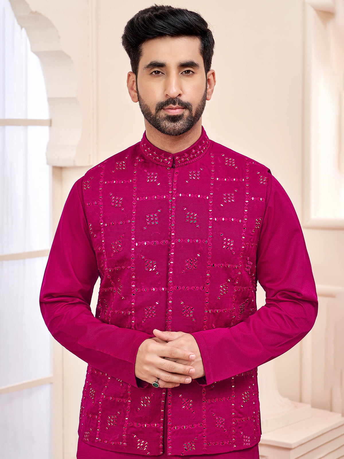 Royal rani colour waistcoat set for weddings and festivals
