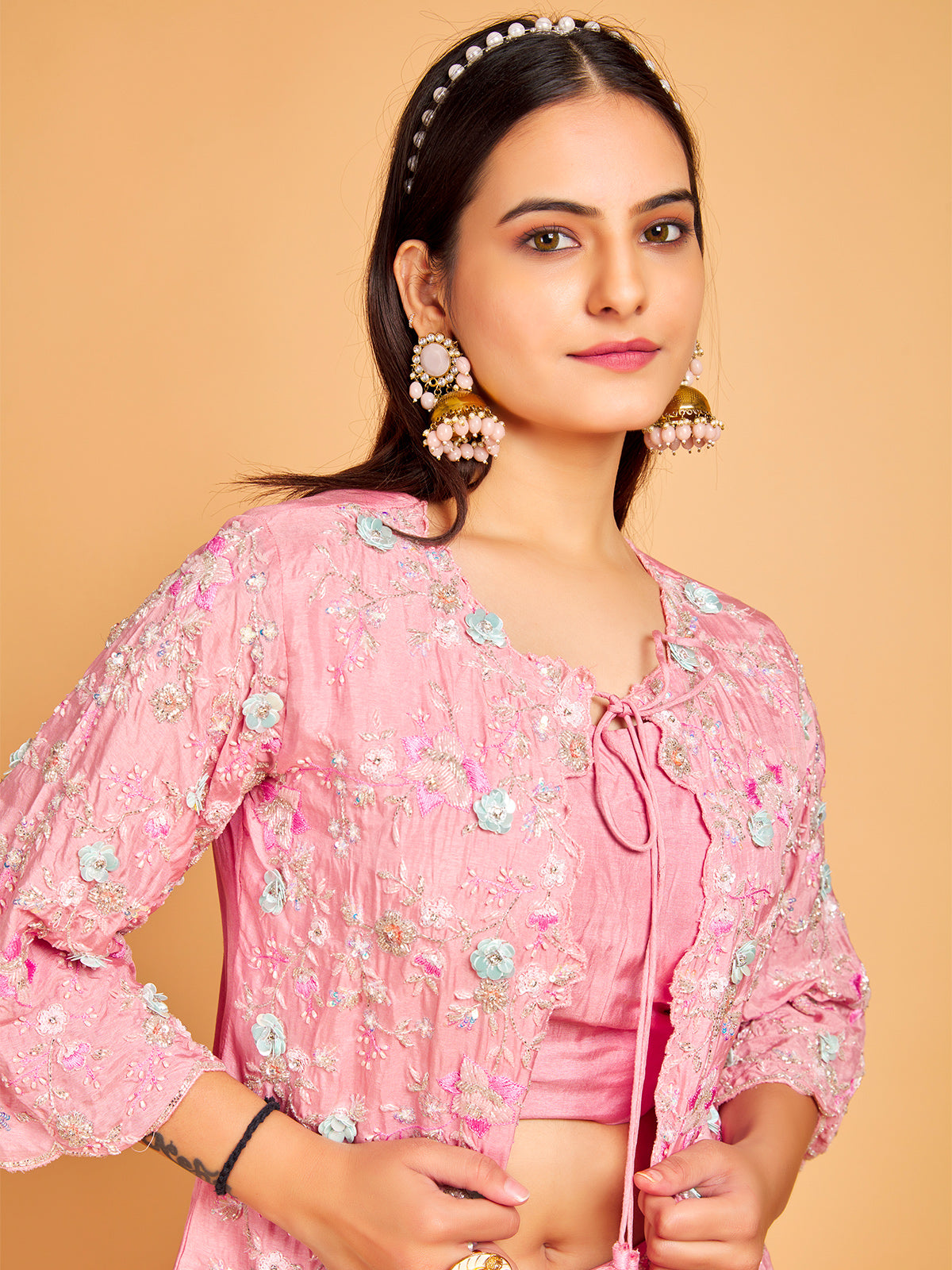Silk pink designer lehenga suit