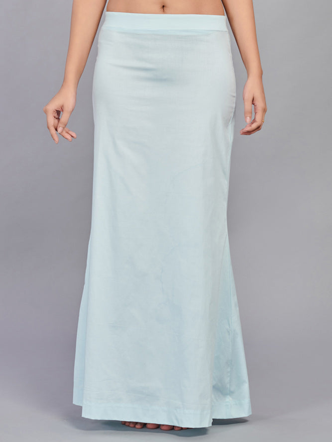 Sky blue lycra cotton saree shapewear