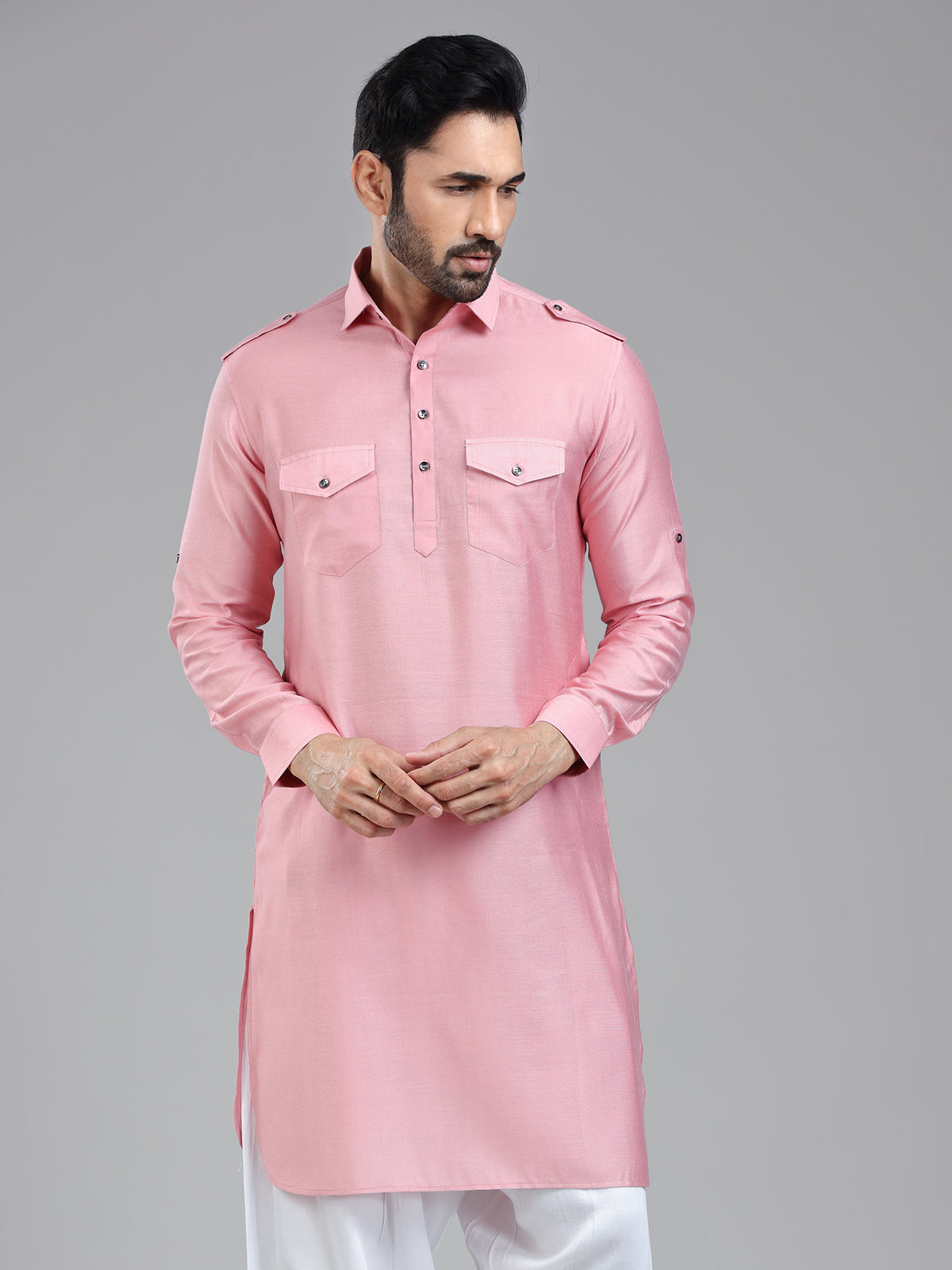 Soft light pink sophasticated pathani kurta for men