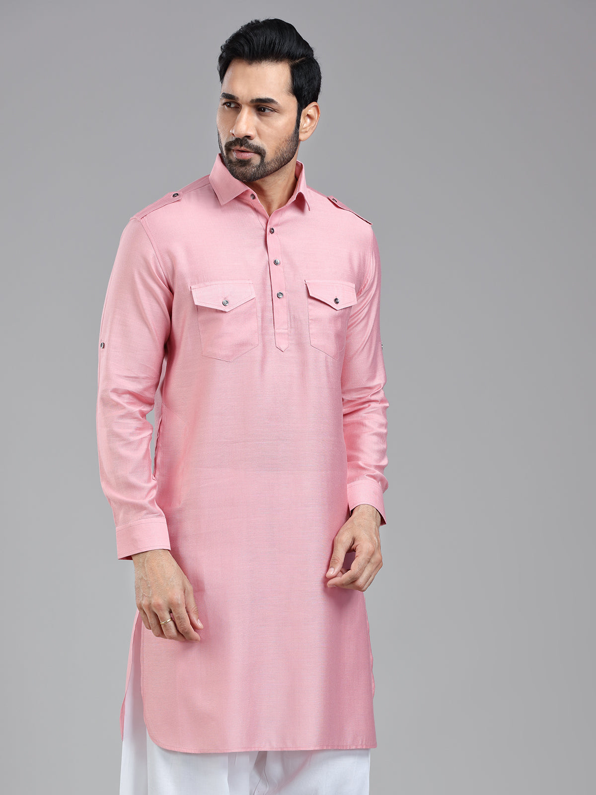 Soft light pink sophasticated pathani kurta for men