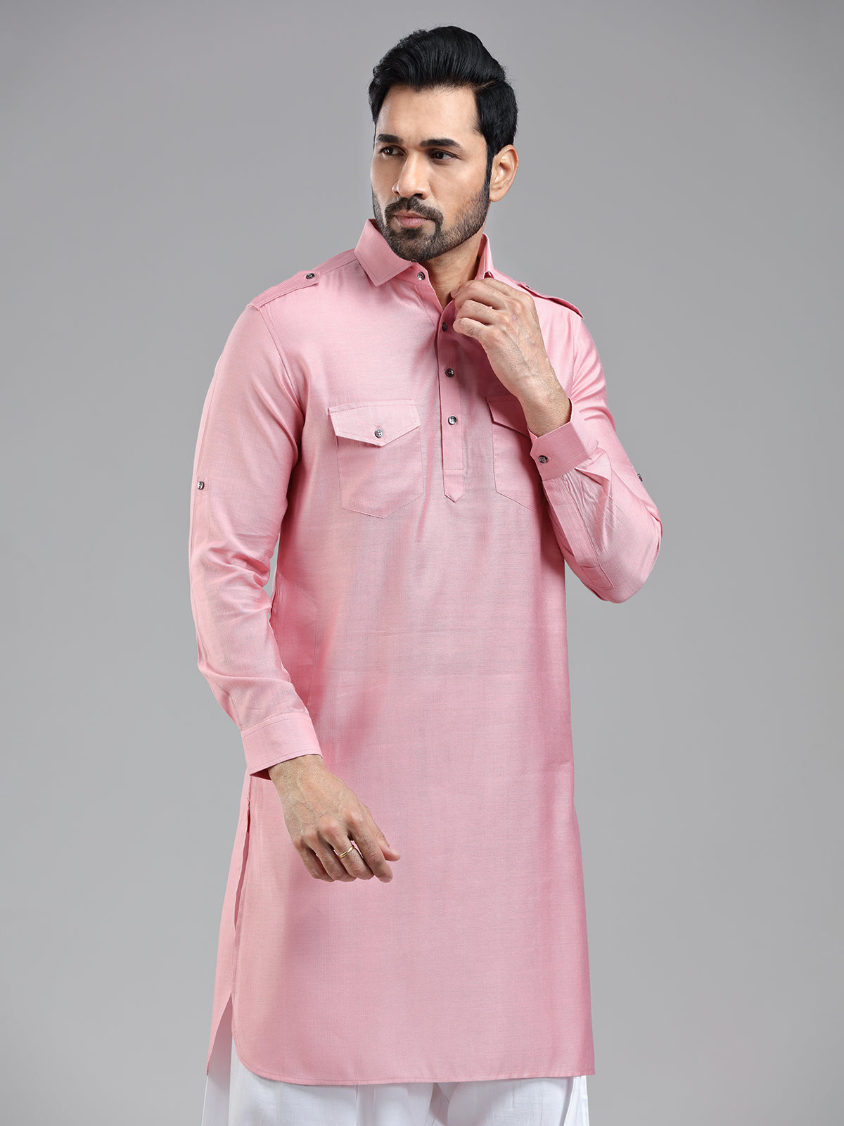 Soft light pink sophasticated pathani kurta for men