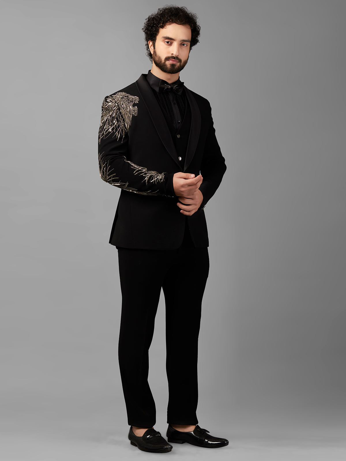 Stunning black coat suit in terry rayon