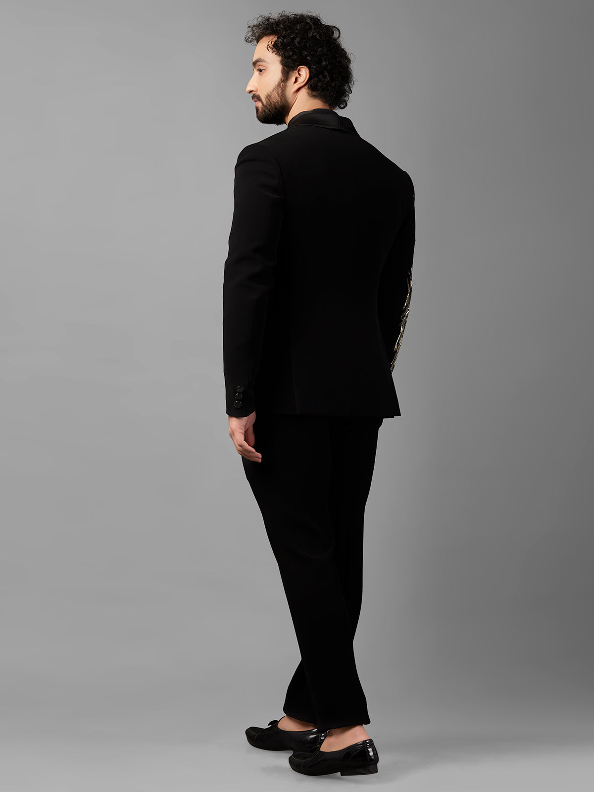 Stunning black coat suit in terry rayon