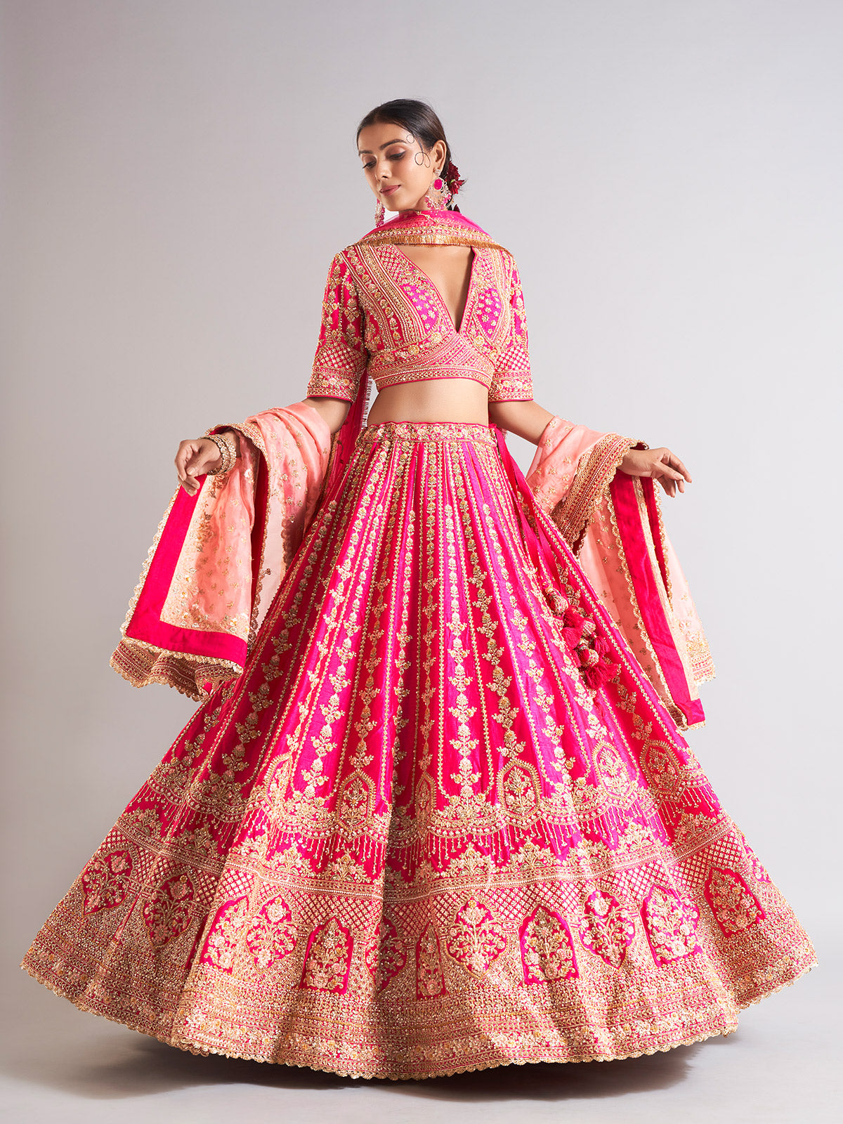 Stunning magenta raw silk lahenga choli