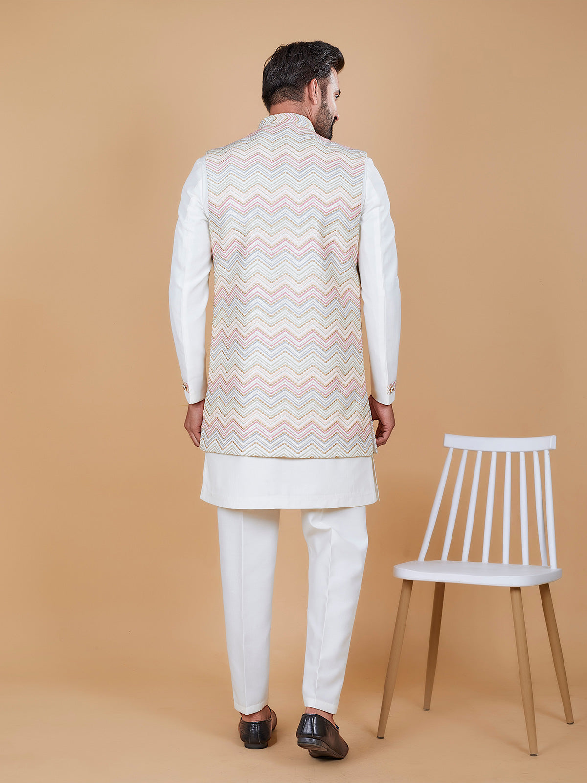 Stunning silk cream indowestern