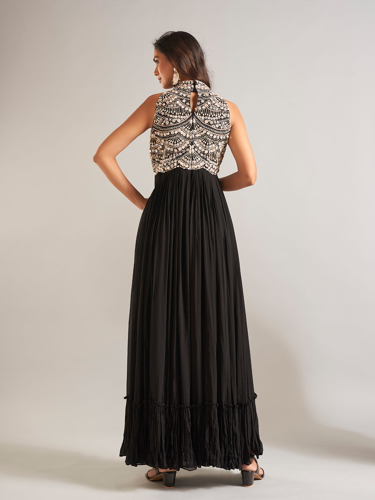 Stylish black silk designer suit