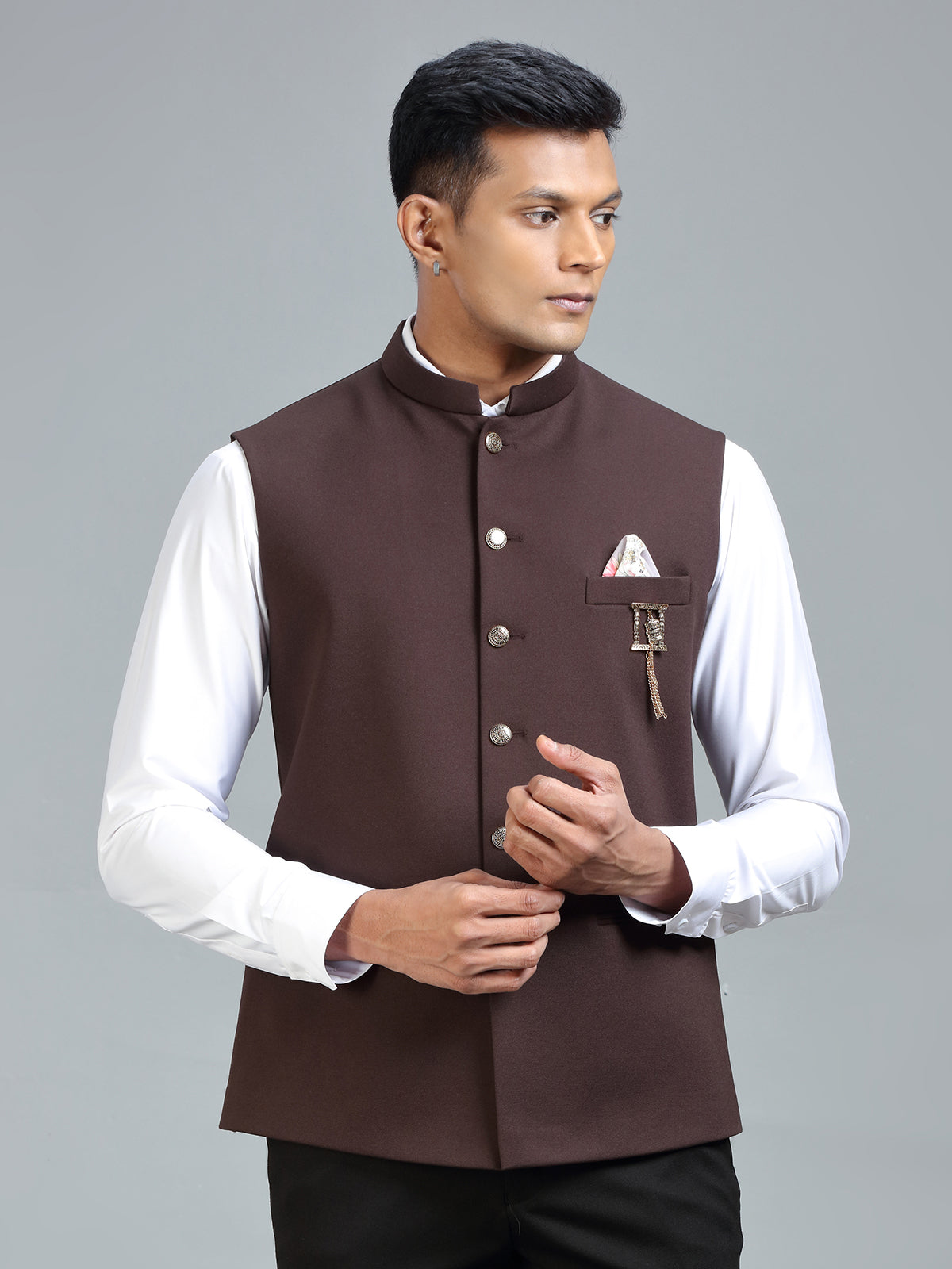 Stylish statement with brown waistcoat for men