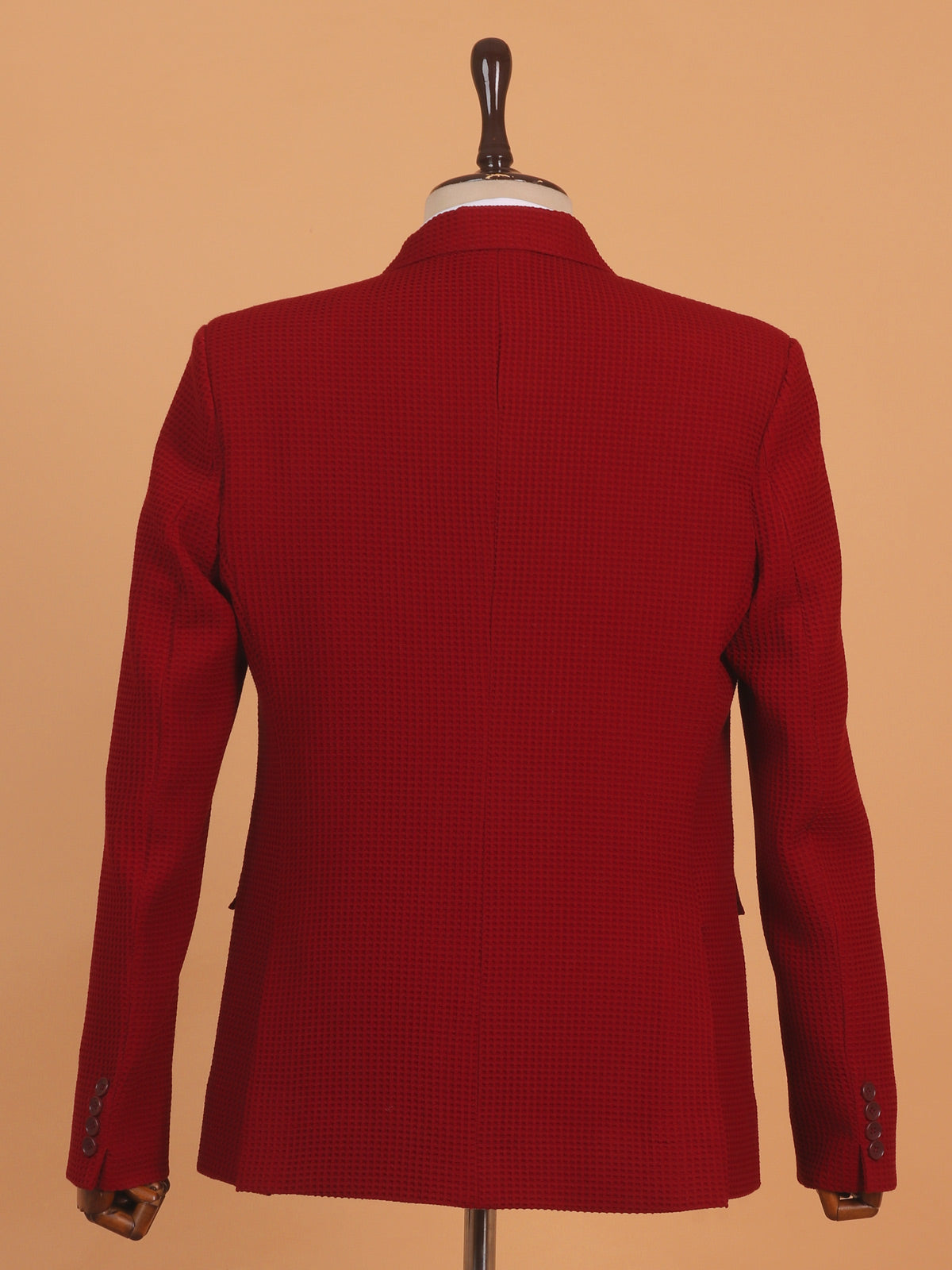 Stylish textured red cotton blazer for men